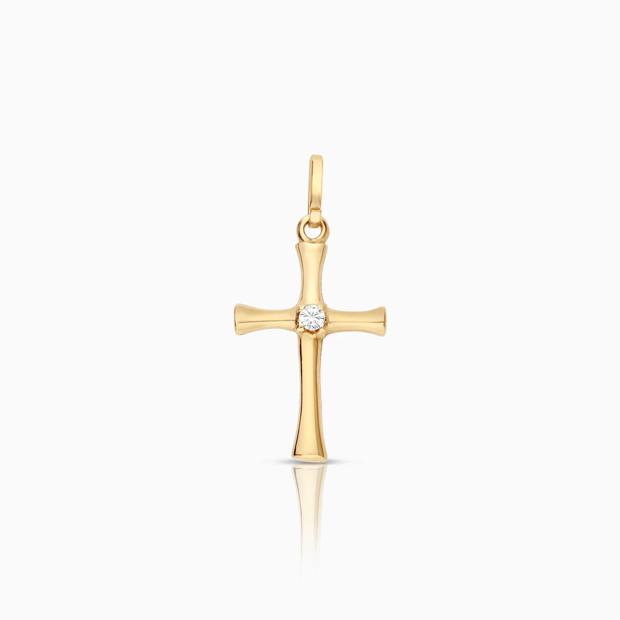 Cross pendant with cubic 0.89g 18K gold