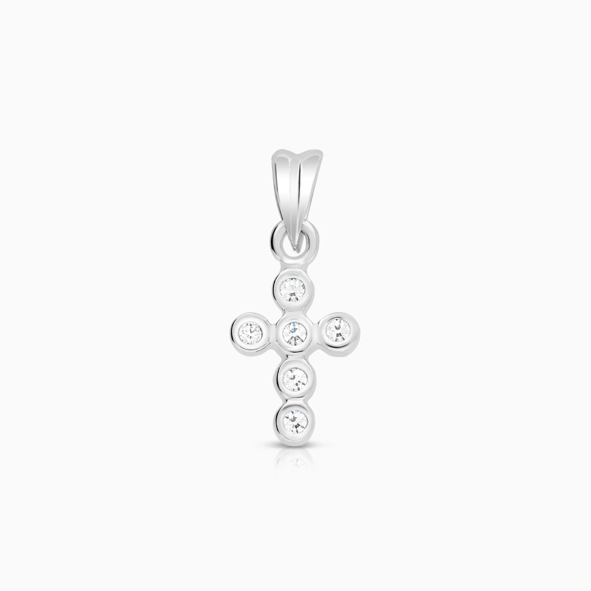 Cross pendant with cubic zirconia 0.77g 14K white gold