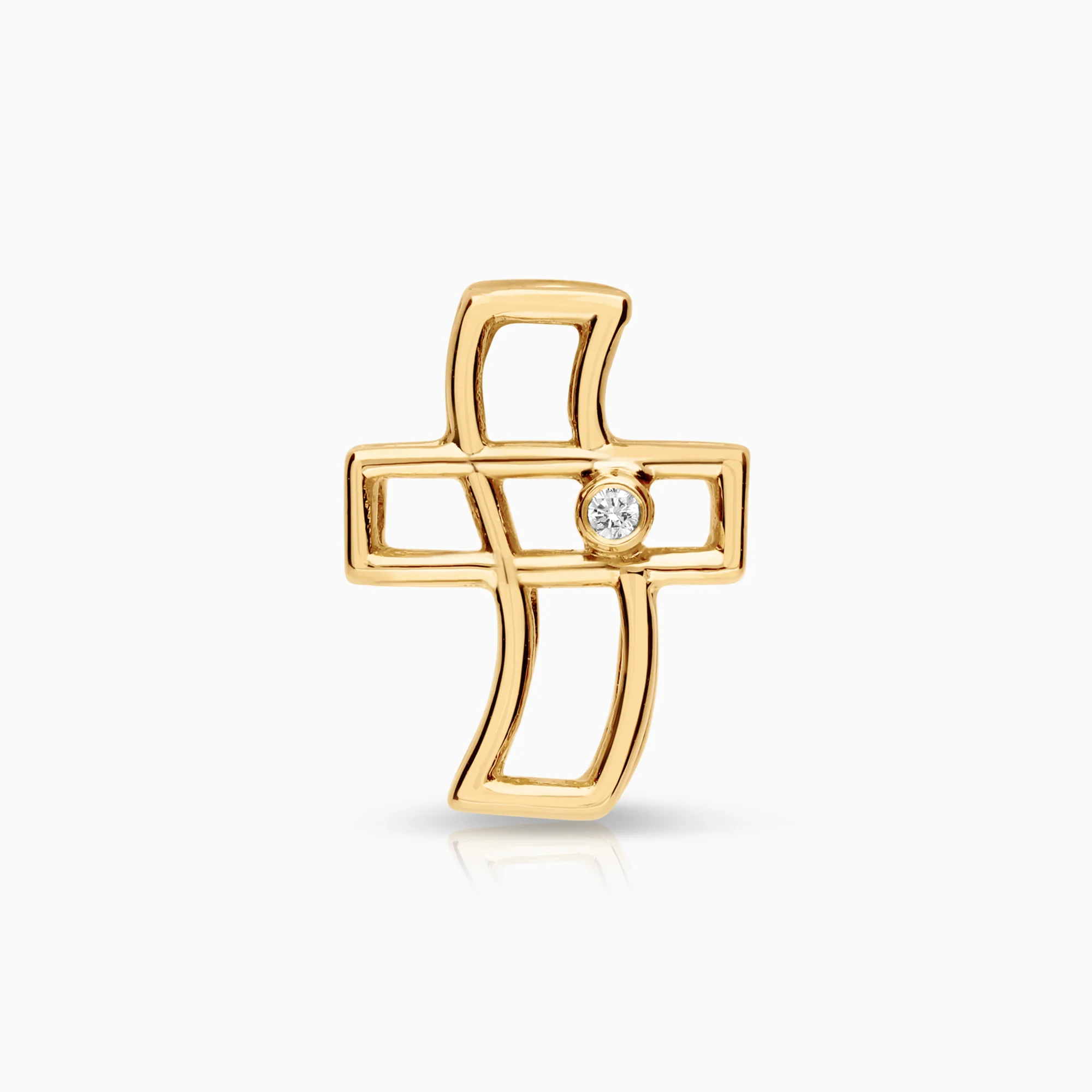 Cross pendant with diamond 0.01ct 18K gold