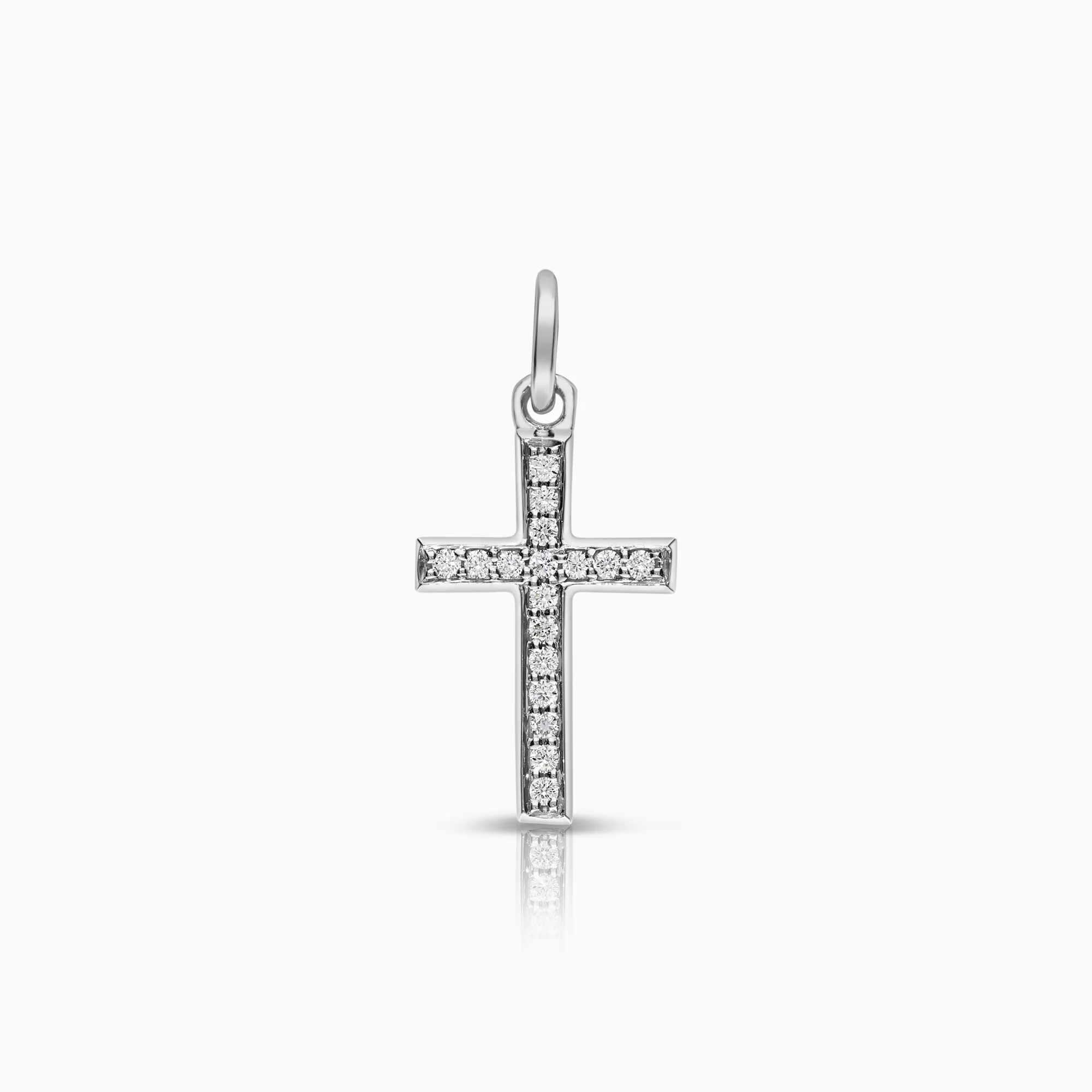 Pendant cross with diamonds 0.08ct 18K white gold