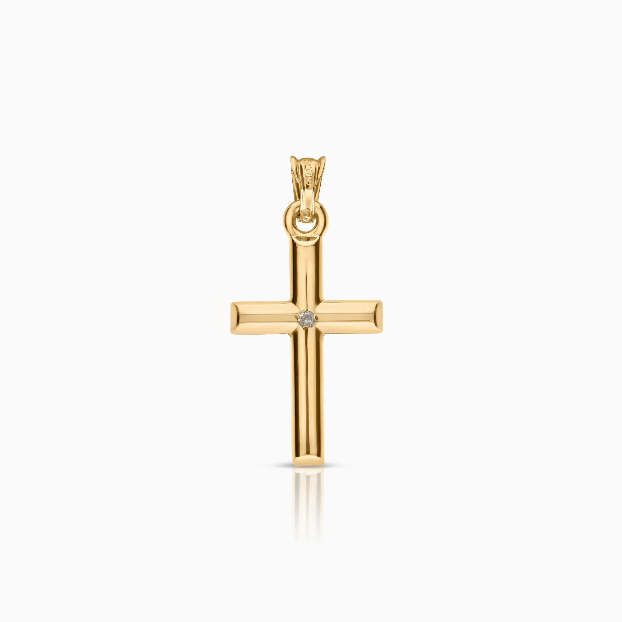 Pendant cross with natural diamond 0.005ct 18K gold