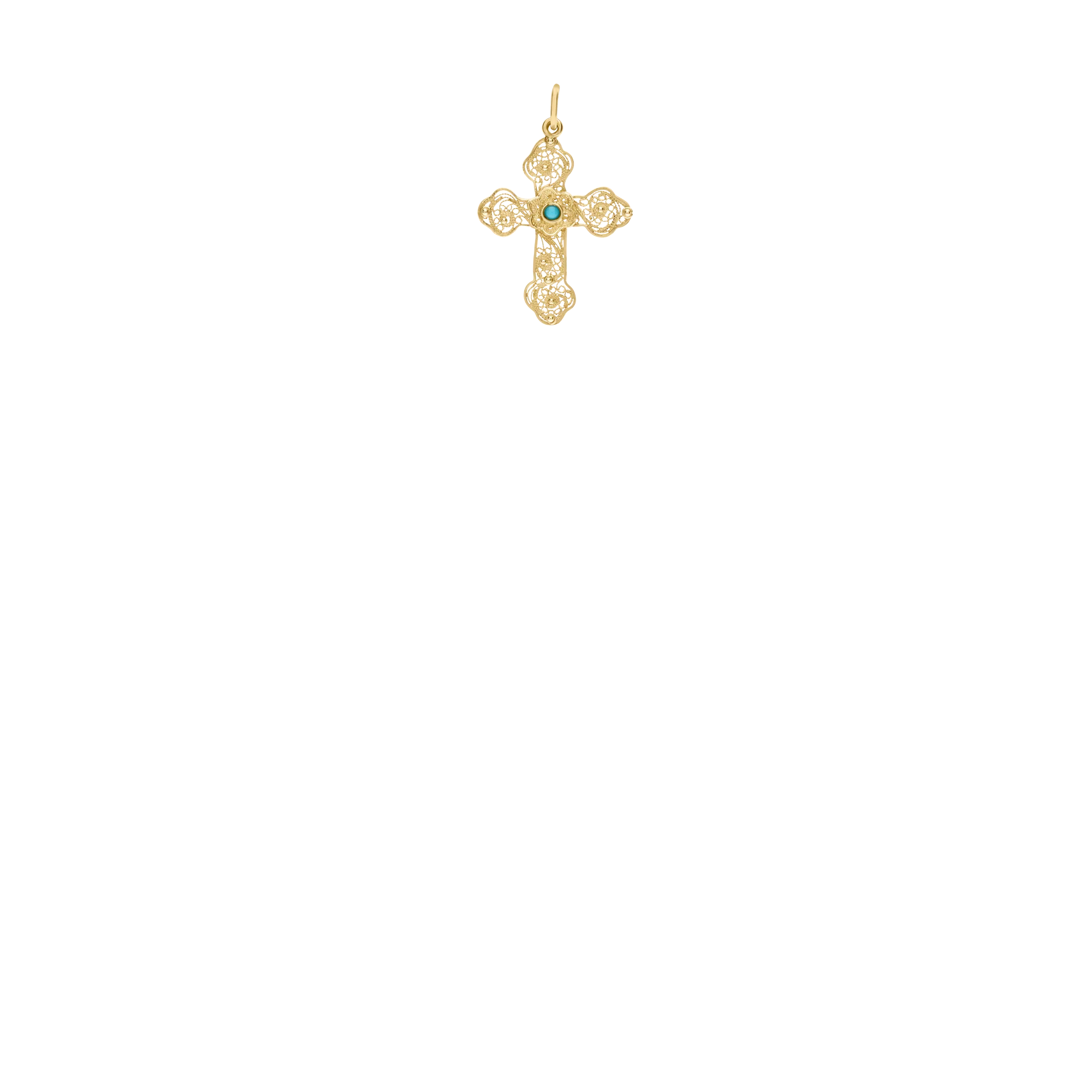Pendant cross with turquoise 2.44g 18K gold - Image 2