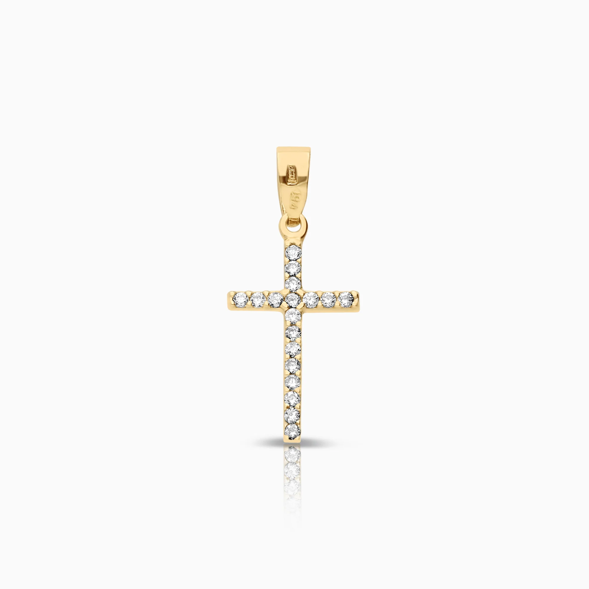 Pendant cross with white stones 0.35g 18K gold