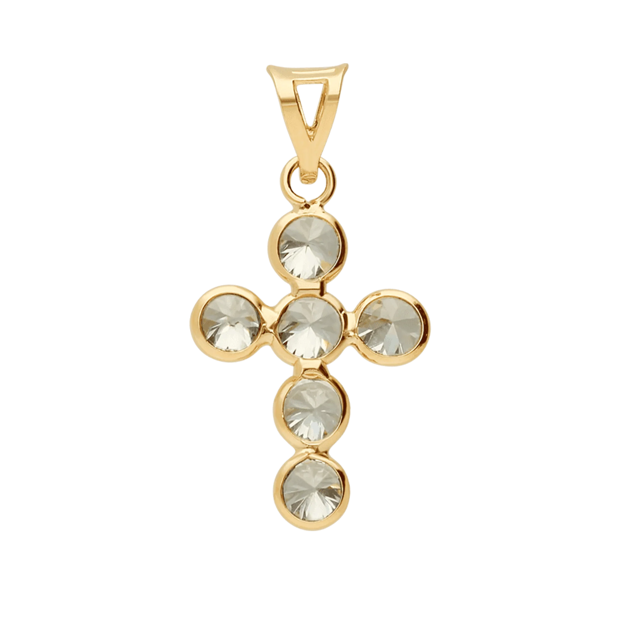 Cross pendant with white stones 1.15g 18K gold - Image 2