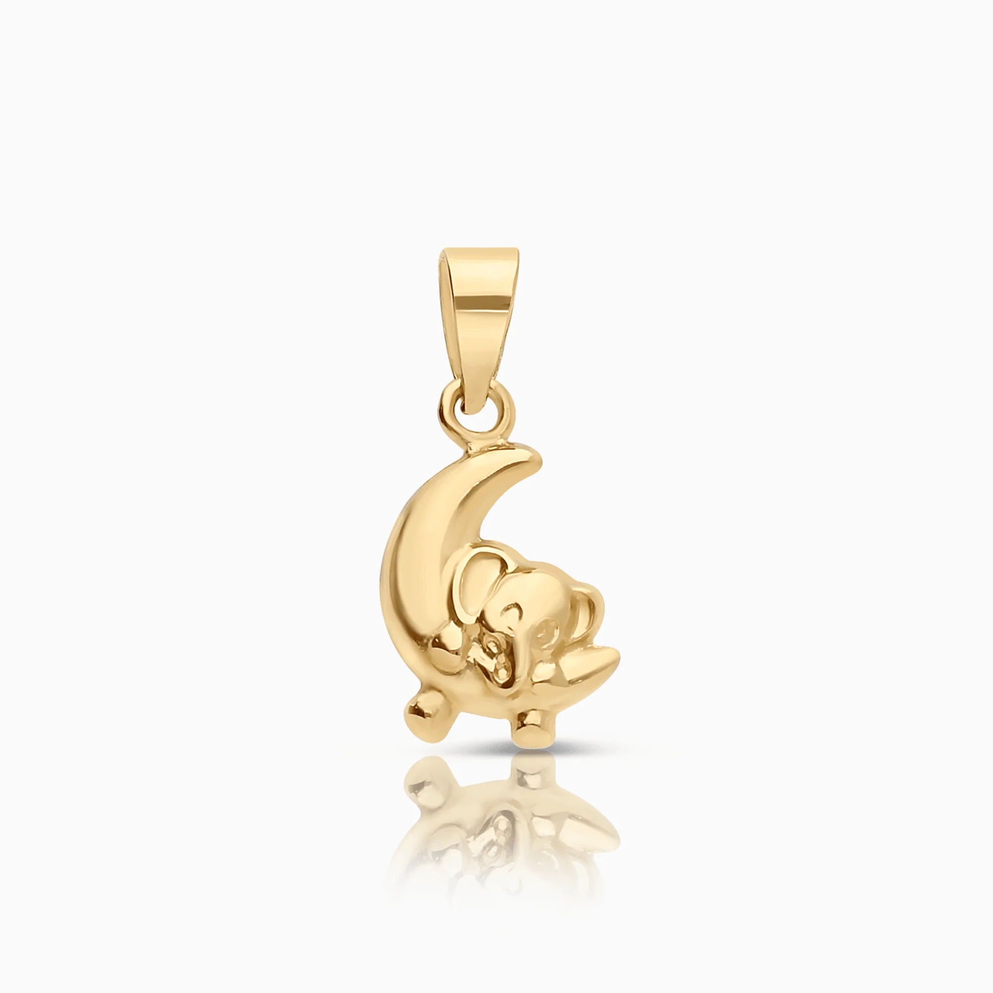 Pendant moon and elephant 0.38g 18K gold