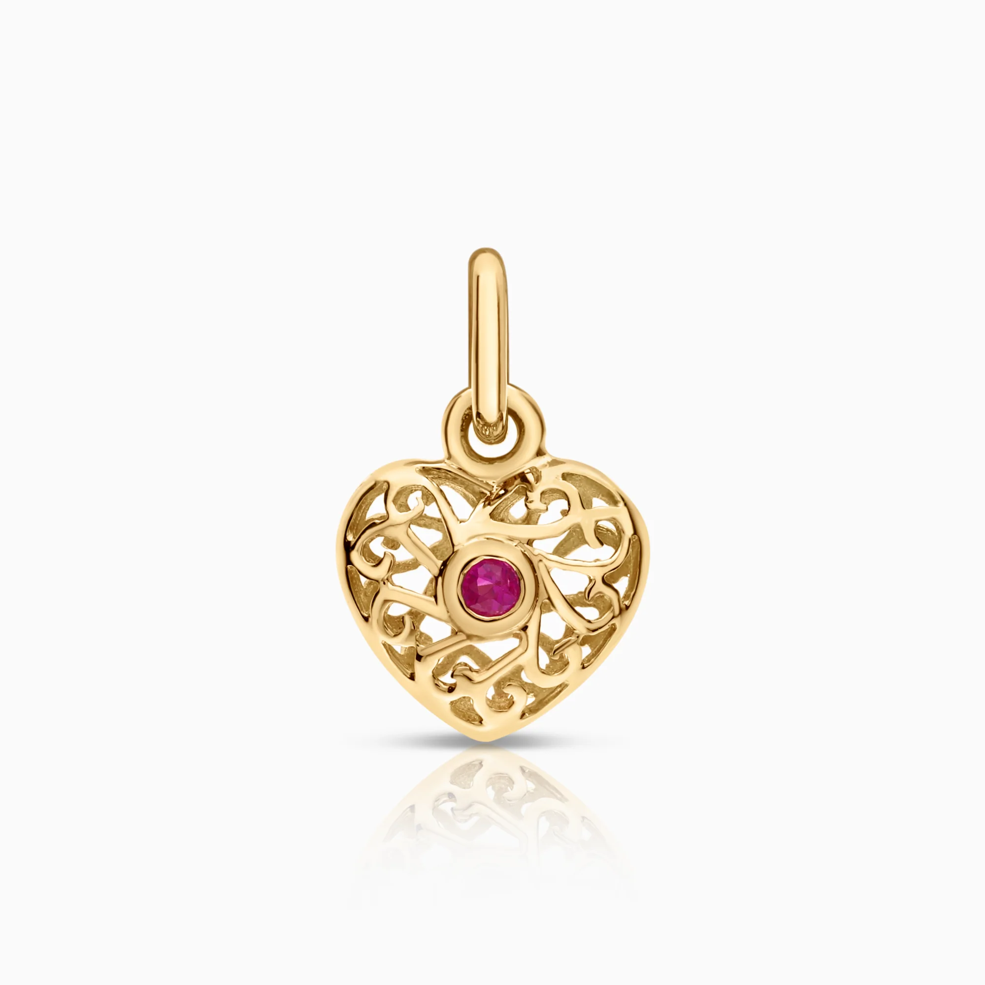 Pendant with diamond and red stone 0.005ct 18K gold