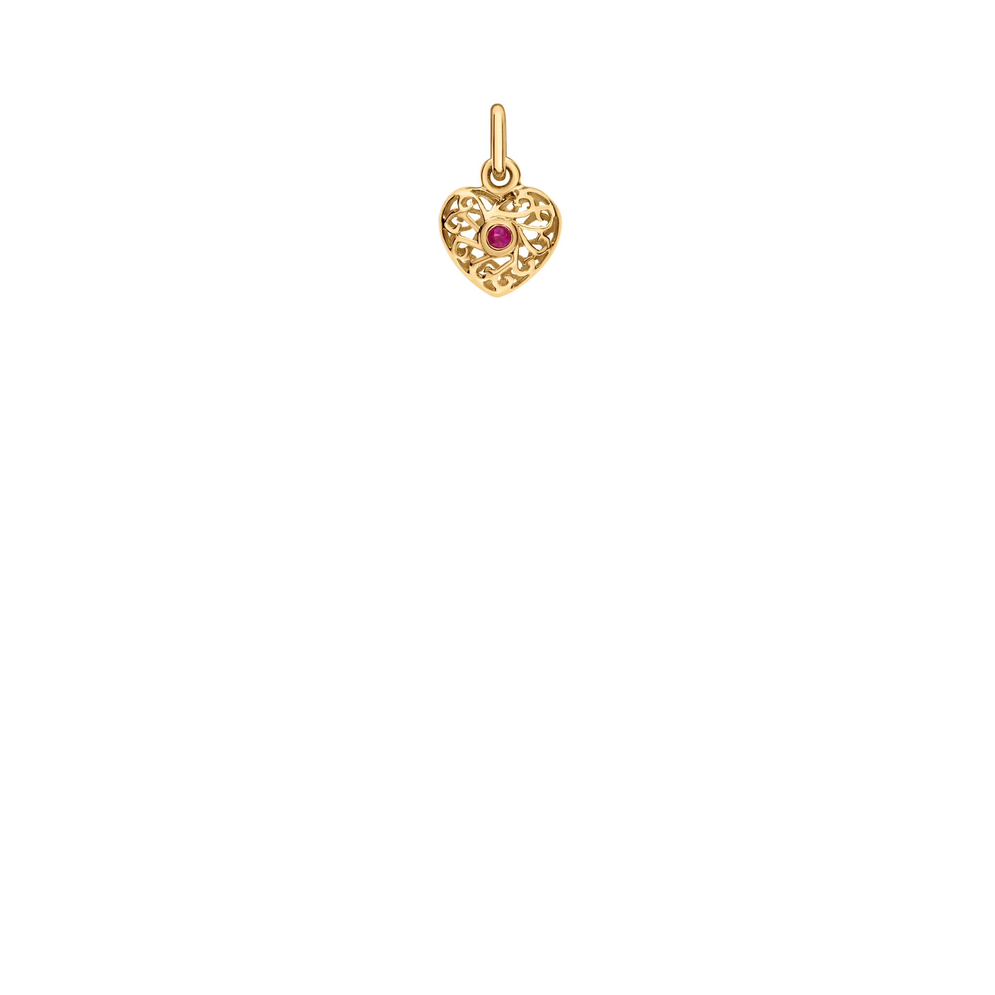 Pendant with diamond and red stone 0.005ct 18K gold - Image 2