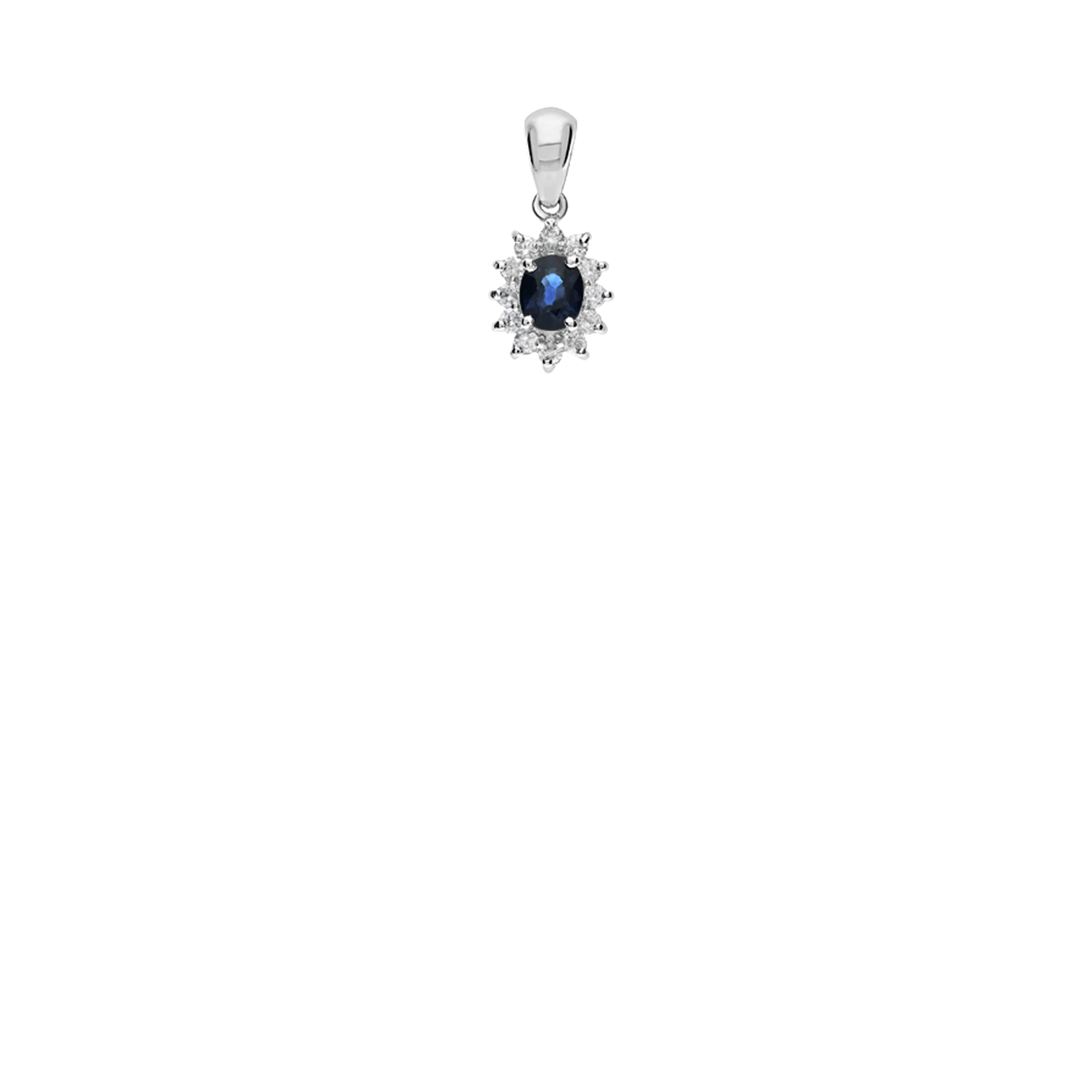 Pendant with diamonds and blue sapphire 0.24ct 18K white gold - Image 2