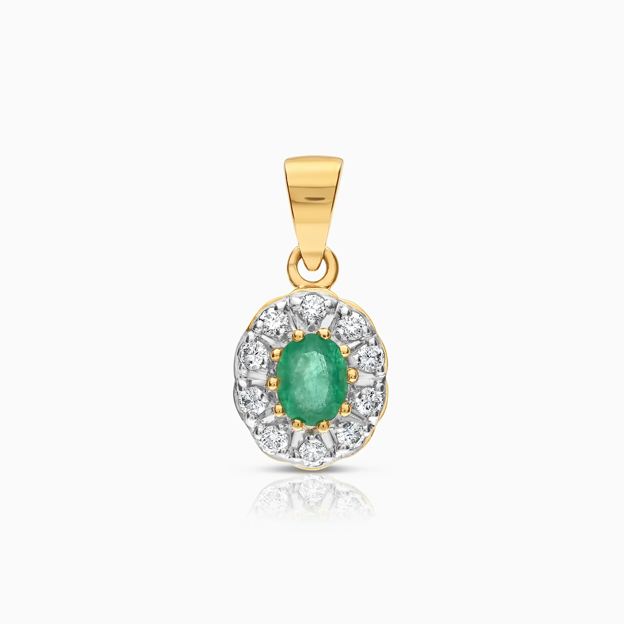 Pendant with diamonds and green emerald 0.18ct 18K gold