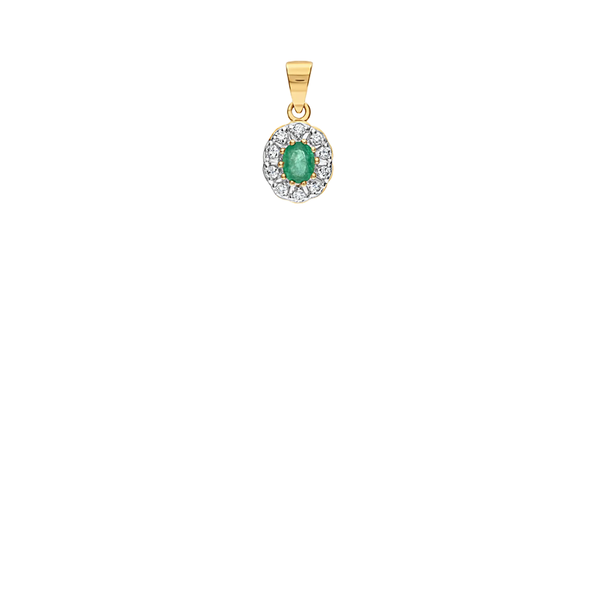 Pendant with diamonds and green emerald 0.18ct 18K gold - Image 2