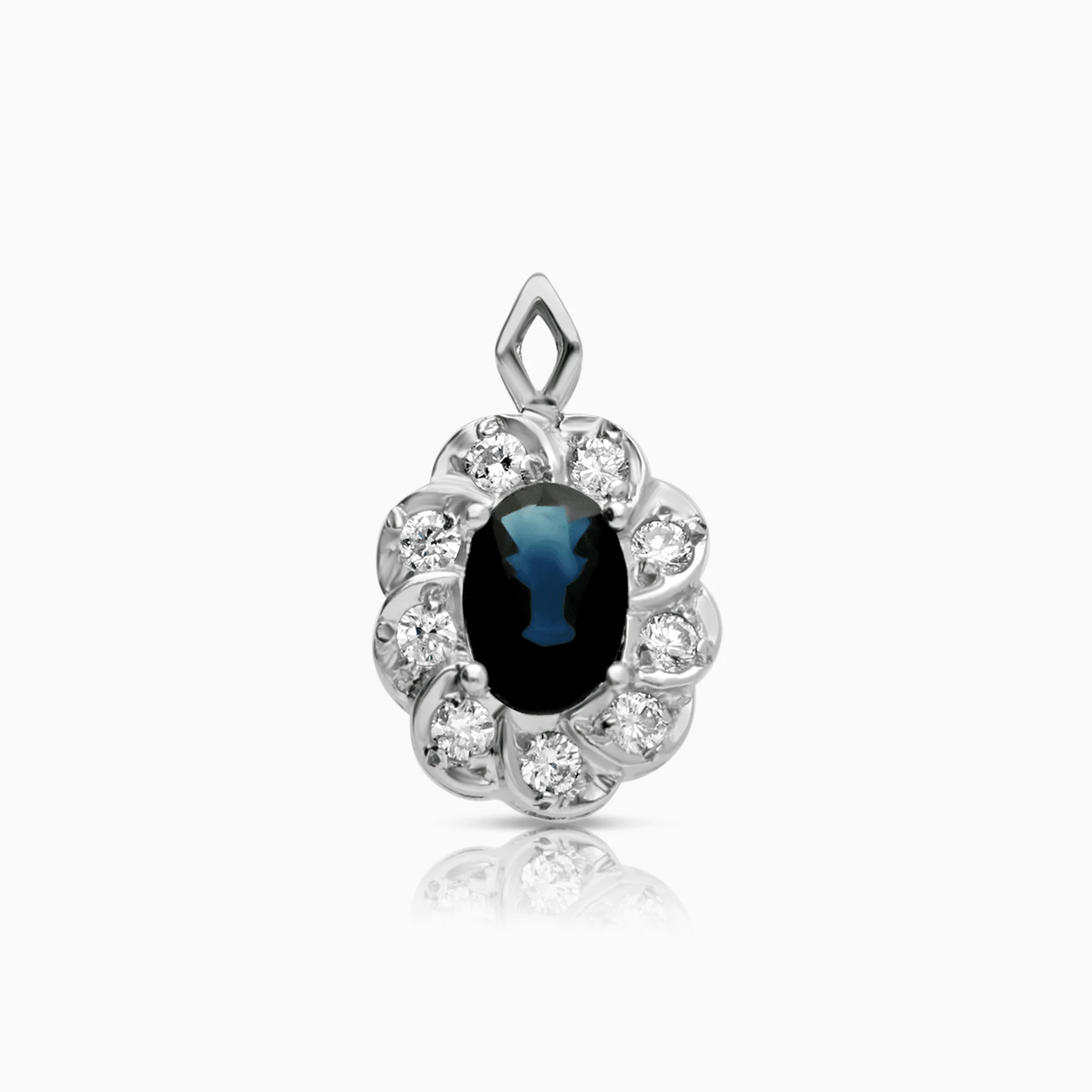 Pendant with diamonds & sapphire 0.88ct 18K white gold