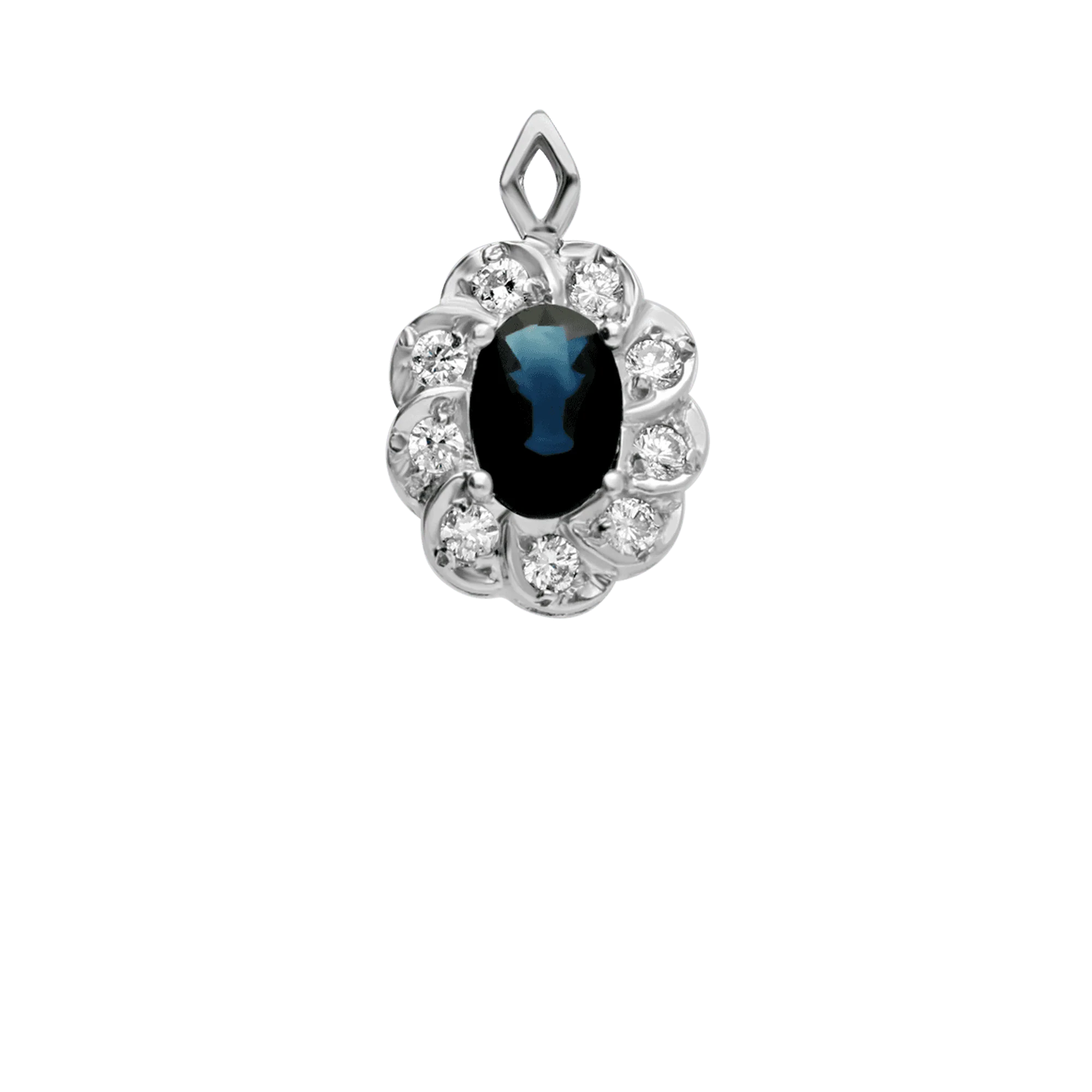 Pendant with diamonds & sapphire 0.88ct 18K white gold - Image 2