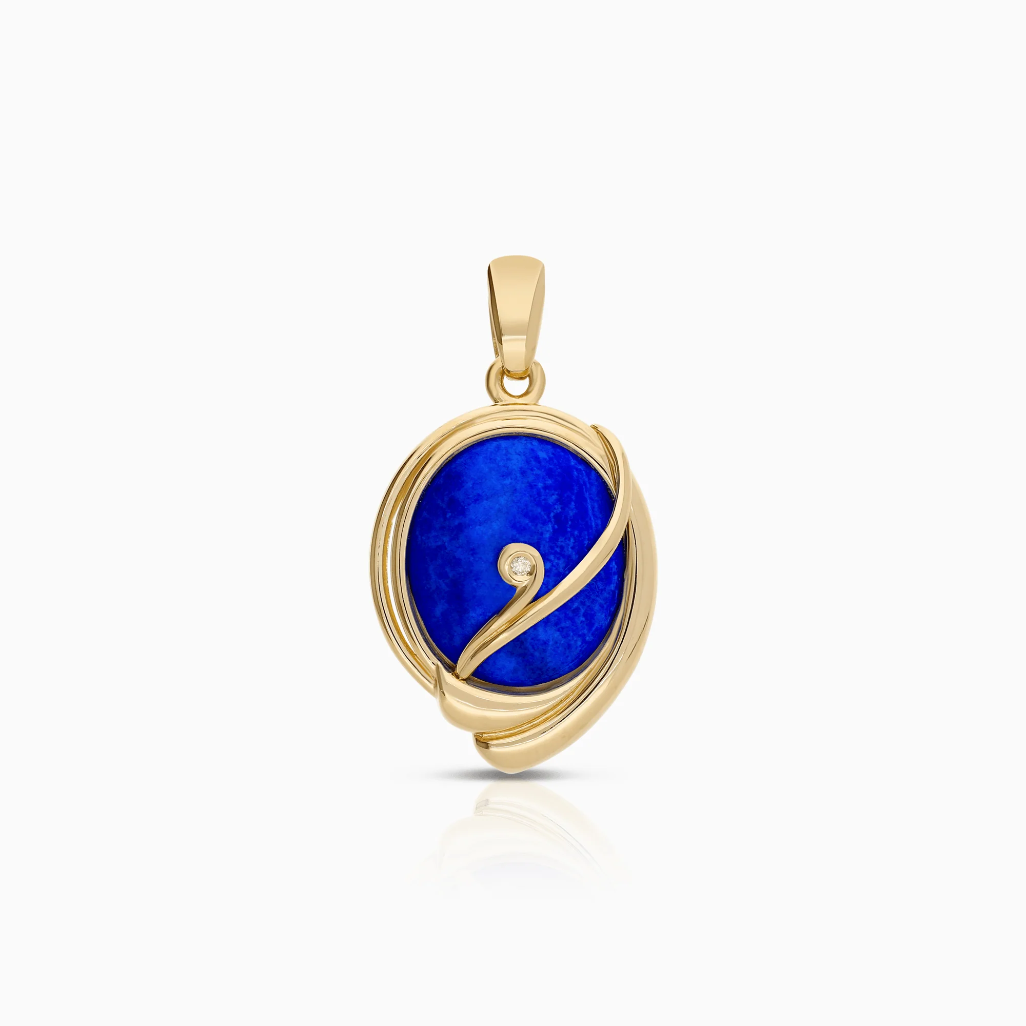 Pendant with a blue lapis and diamond 0.01ct 18K gold