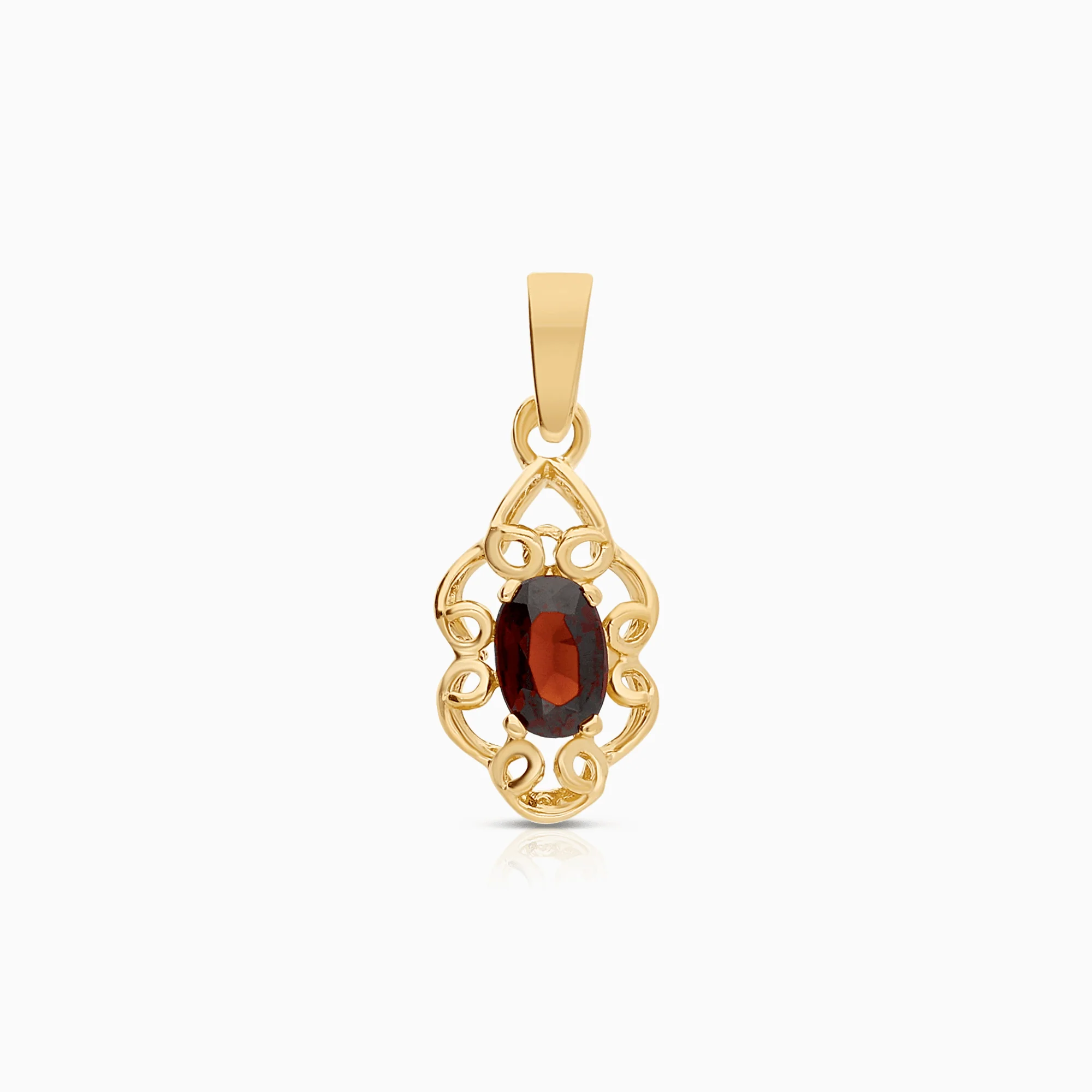 Pendant with red garnet 1.05g 18K gold