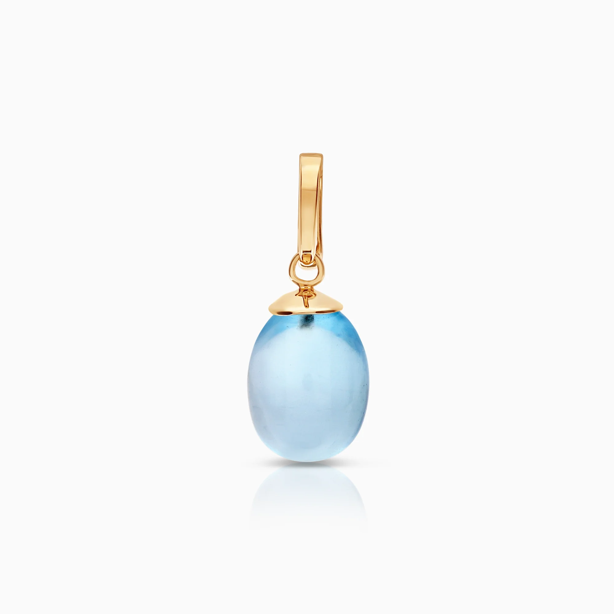 Pendant with light blue glass drop 2.62g 14K gold