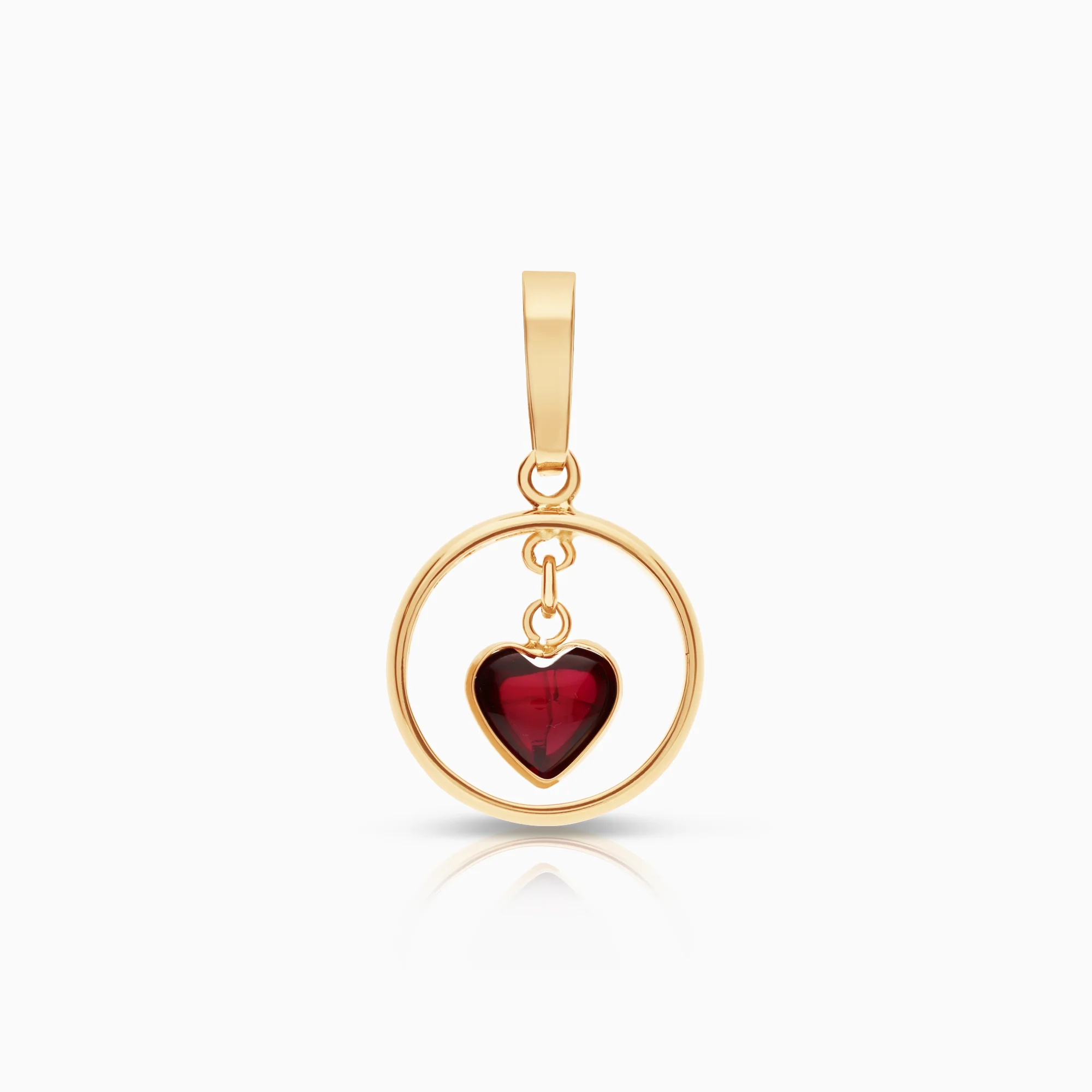 Pendant with red heart 18K gold
