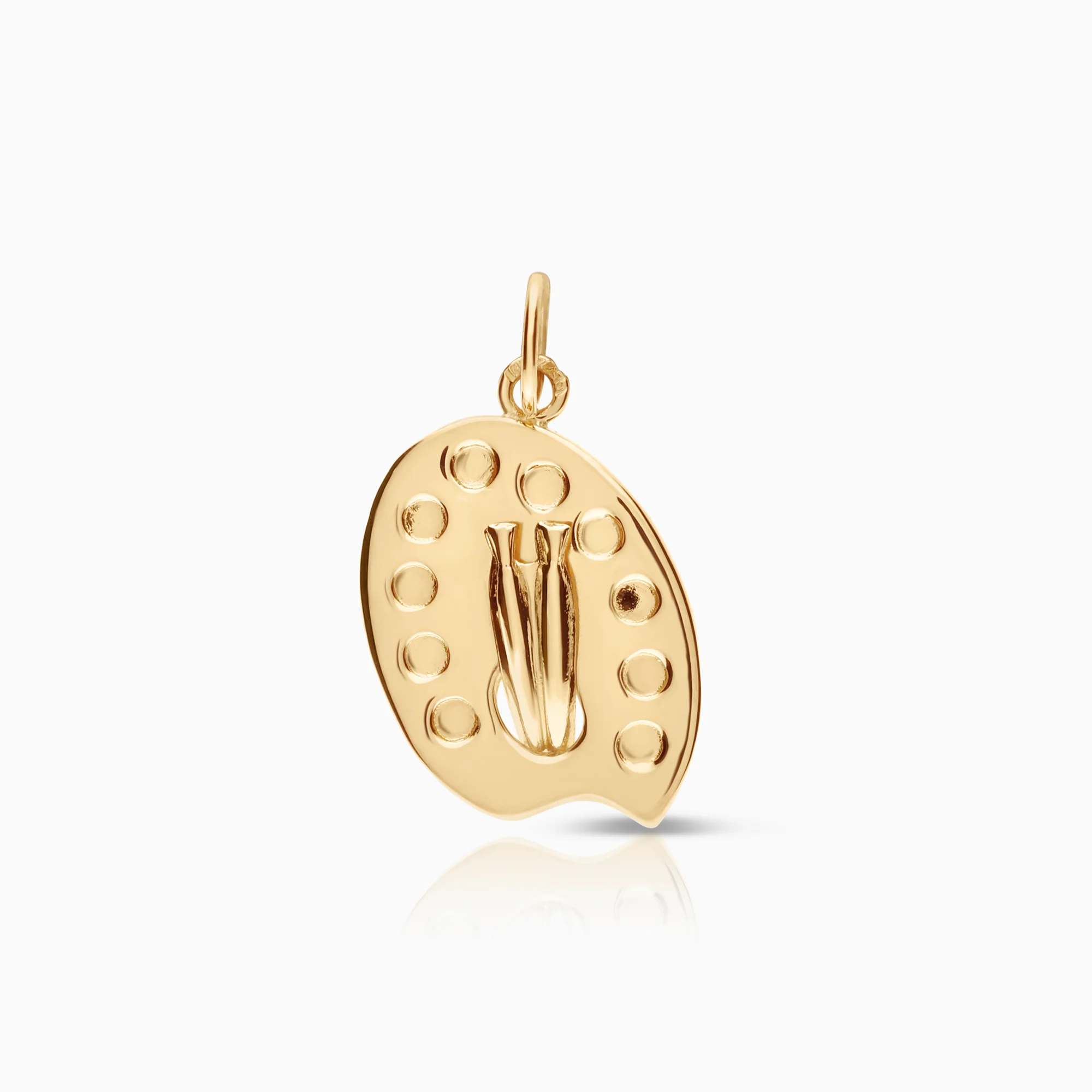 Paintbrushes and palette pendant 0.84 g 18K gold