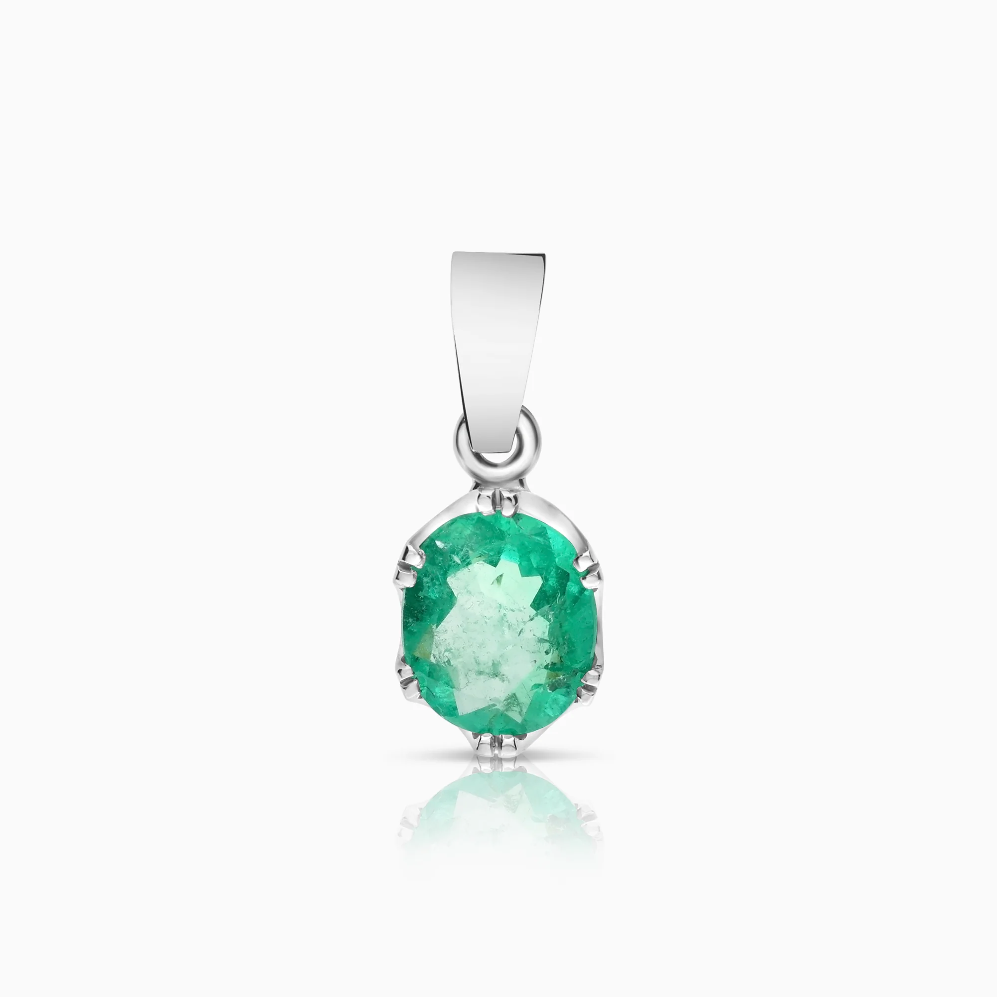 Emerald pendant 1.38g 18K white gold