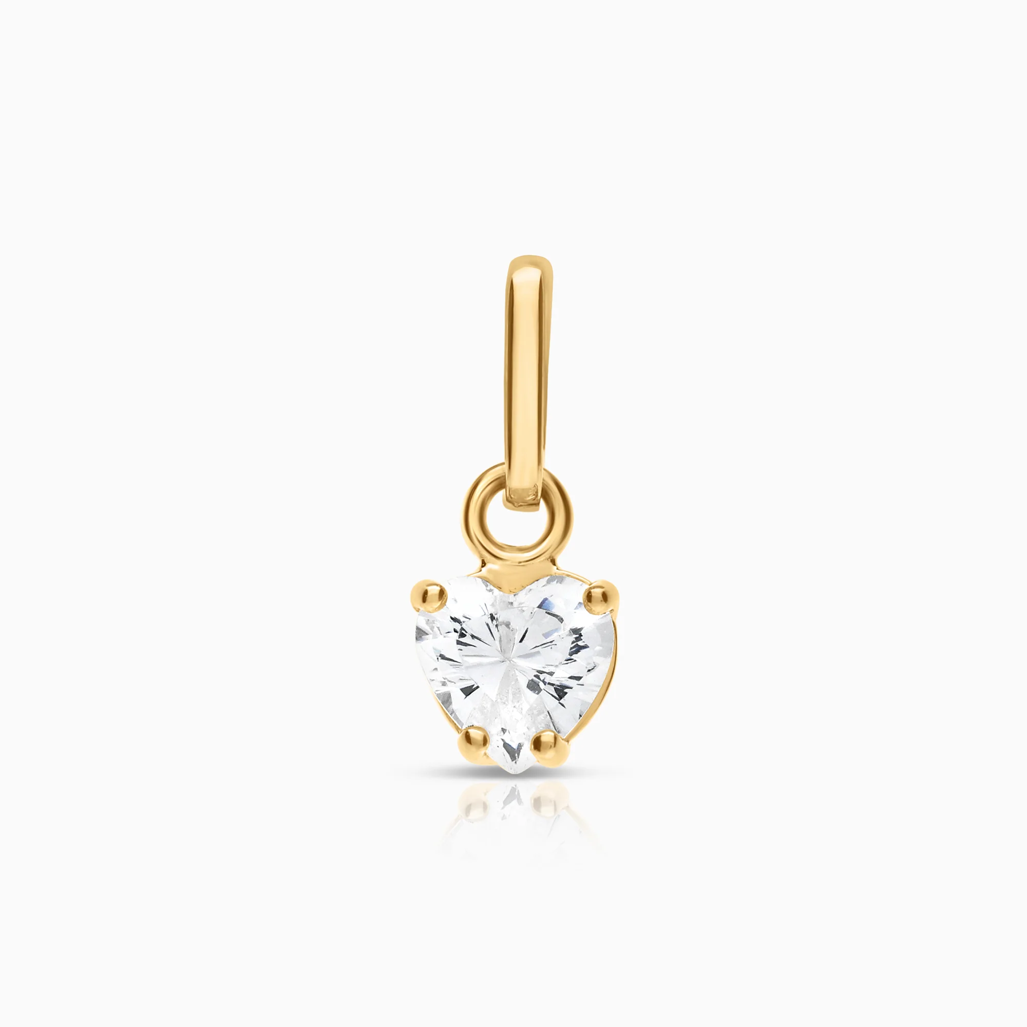 Pendant solitaire heart-cut cubic zirconia 0.59g 18K gold