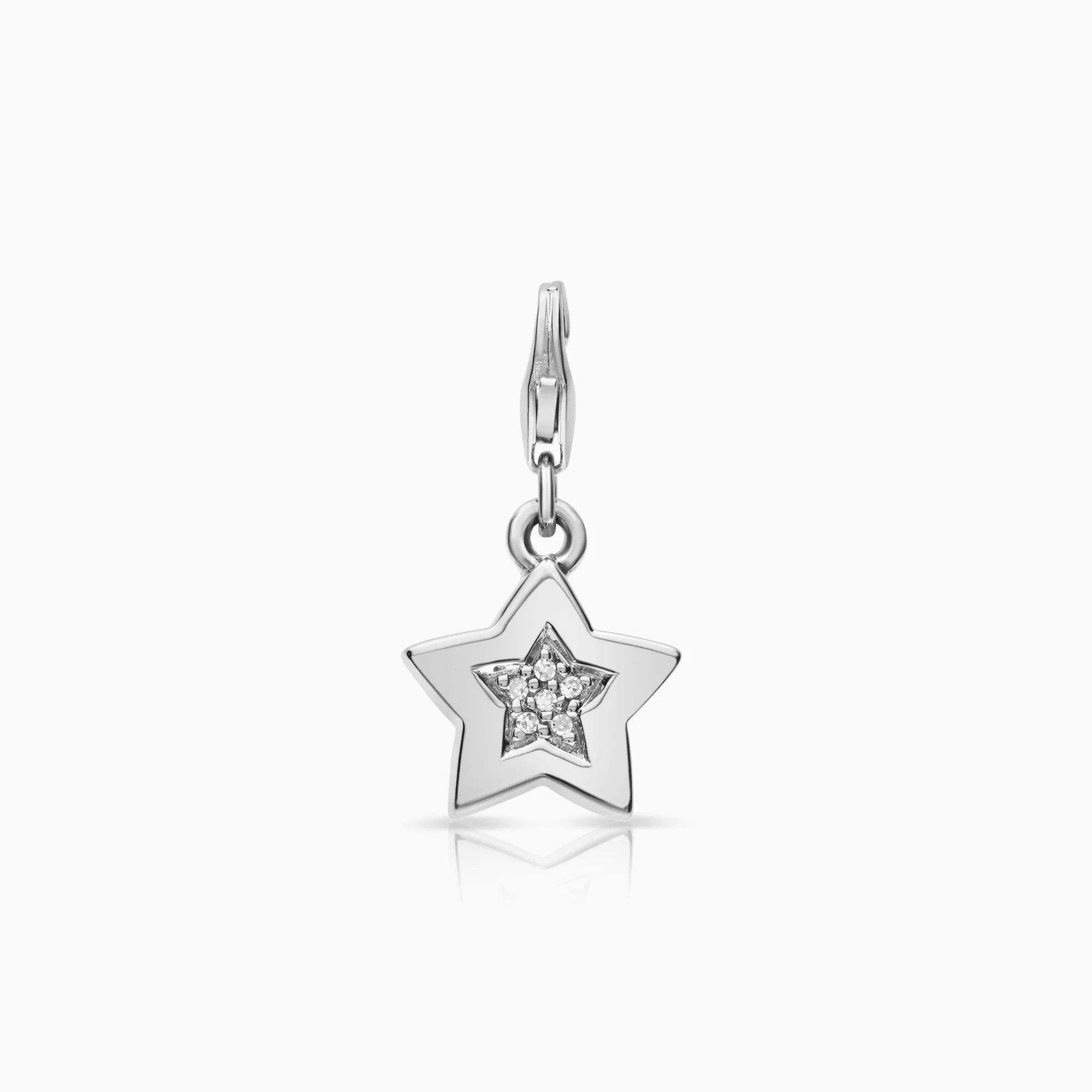 Star pendant 0.03ct 18K white gold