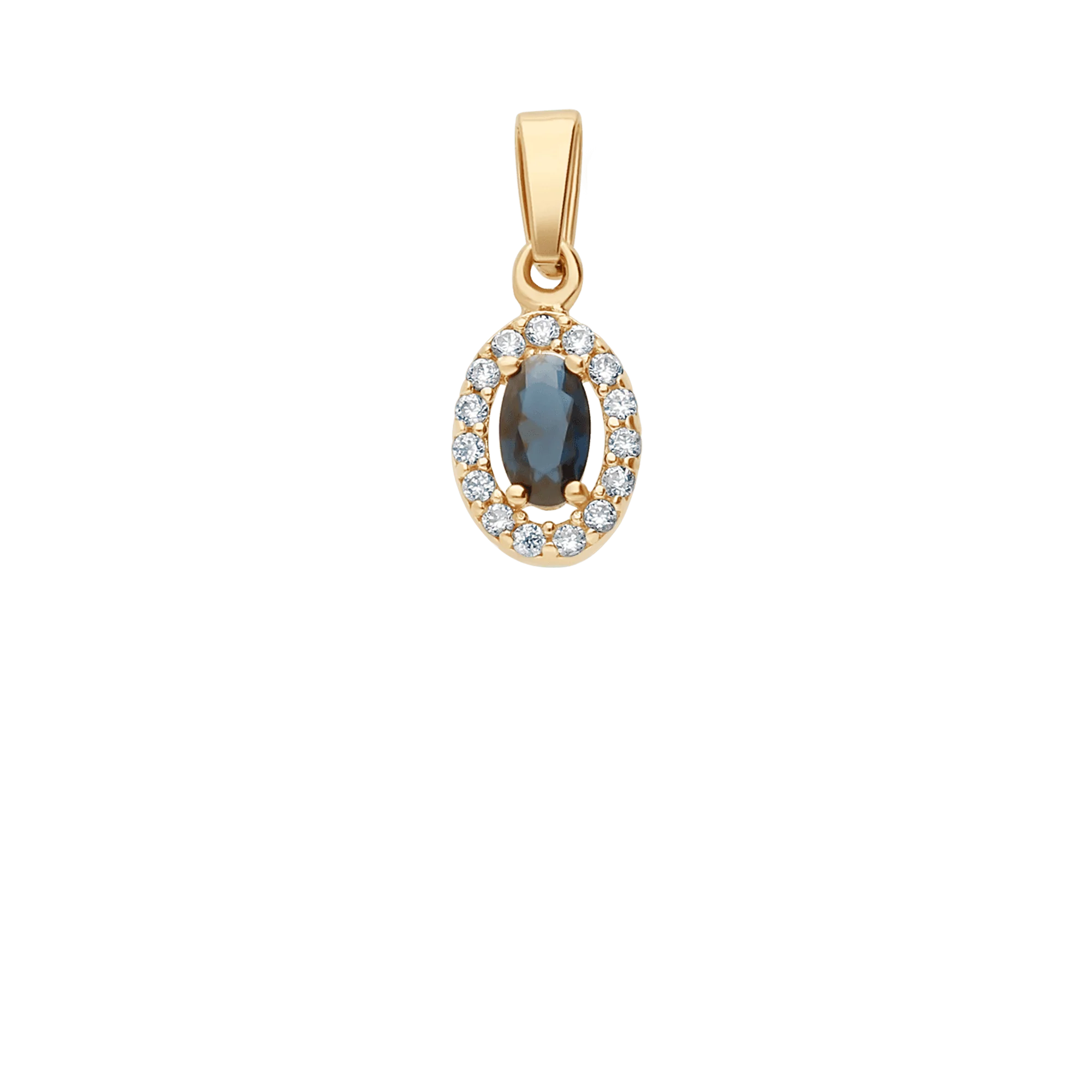Pendant with white stones & sapphire 0.65g 18K gold - Image 2