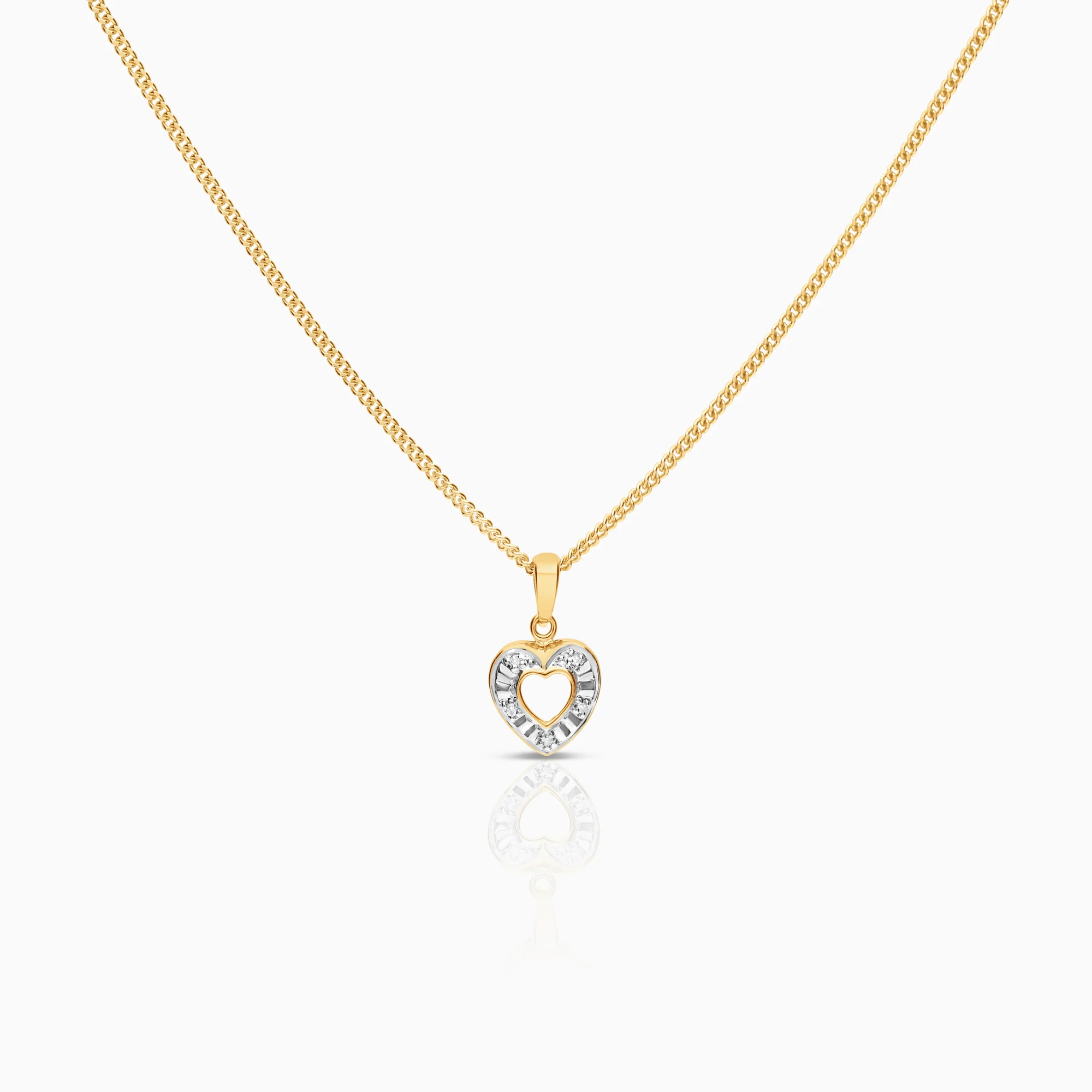 Necklace with heart pendant 0.01ct 18K gold