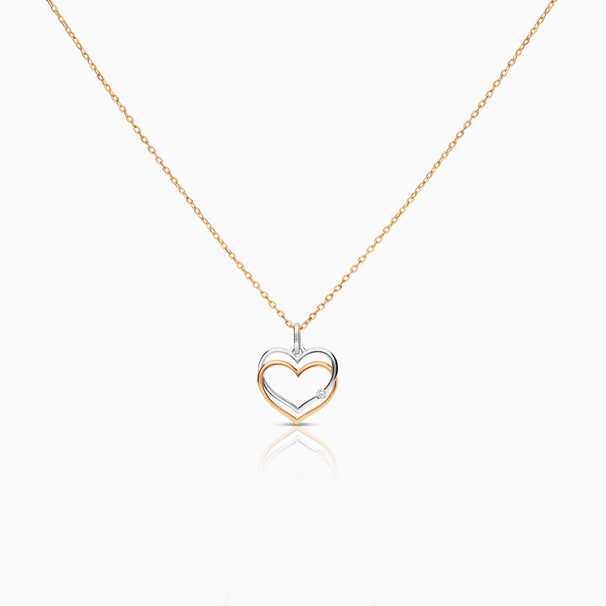 Necklace with heart pendant 0.02ct 18K gold