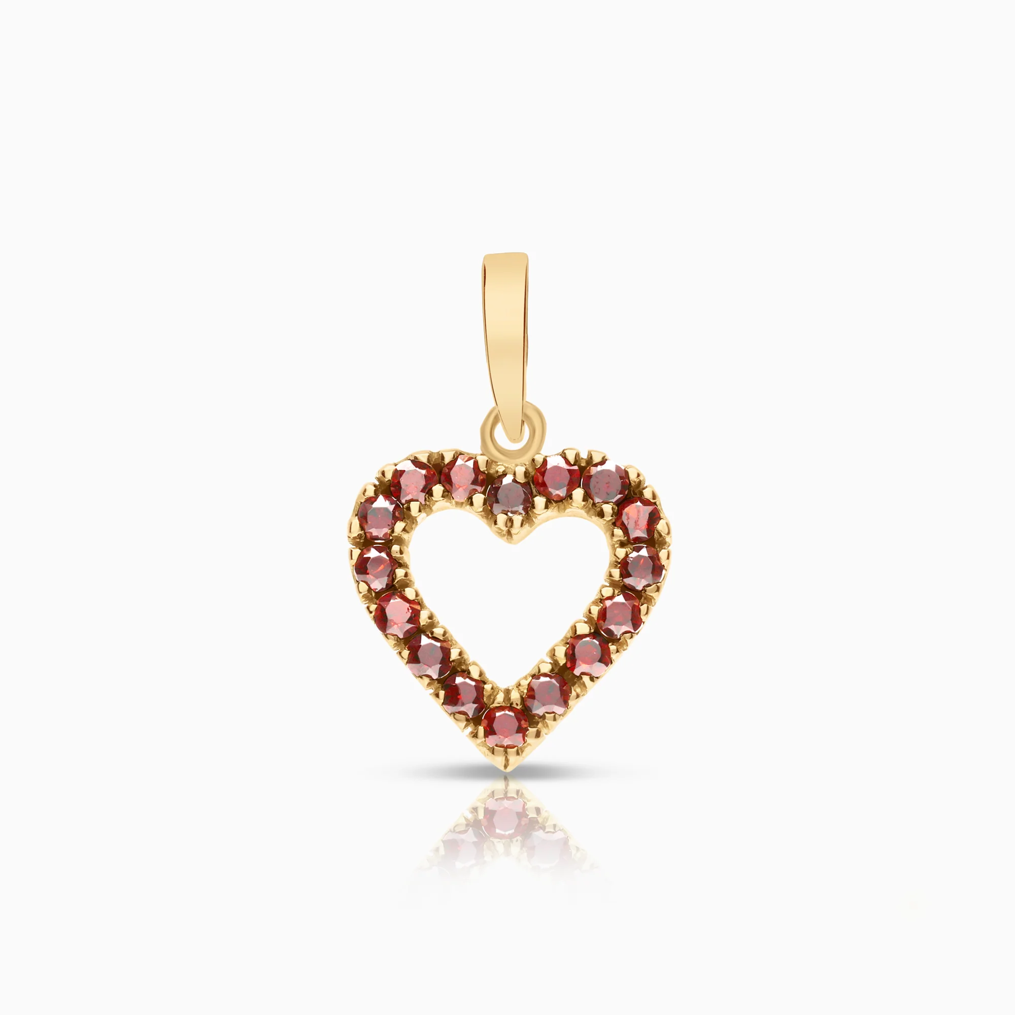 Heart pendant with garnets 1.77g 18K gold