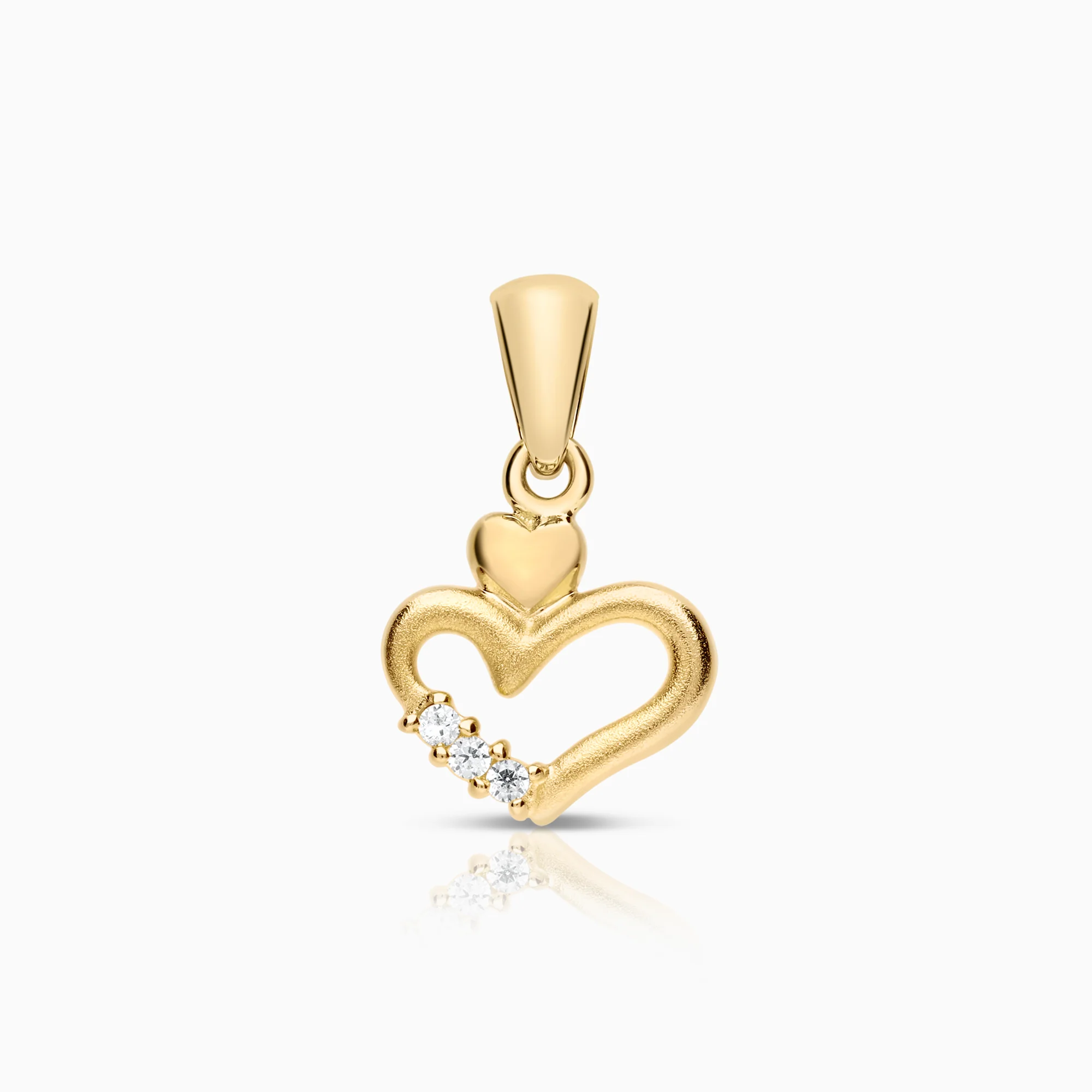 Gold heart pendant cubic 2.07g 18K yellow gold