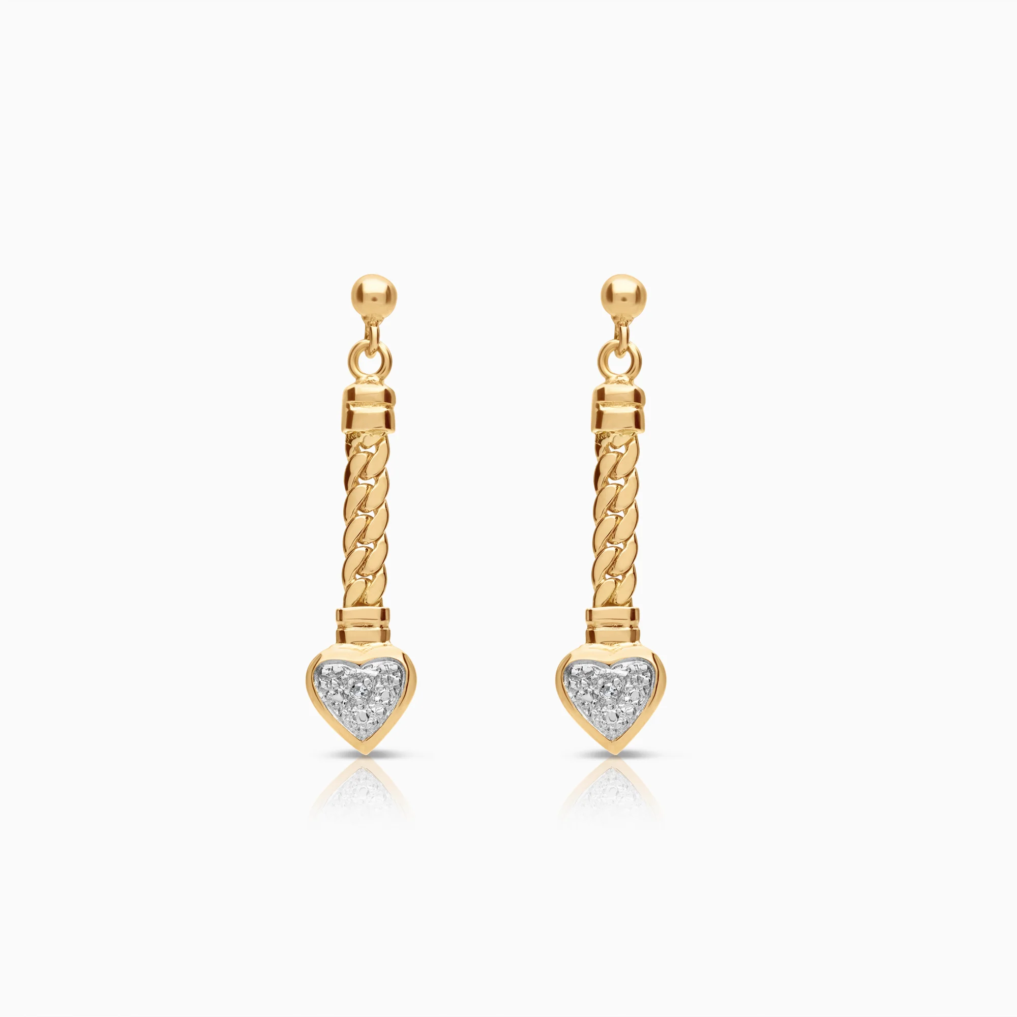 Gold earrings with hearts 0.01ct 2.84g 18K gold