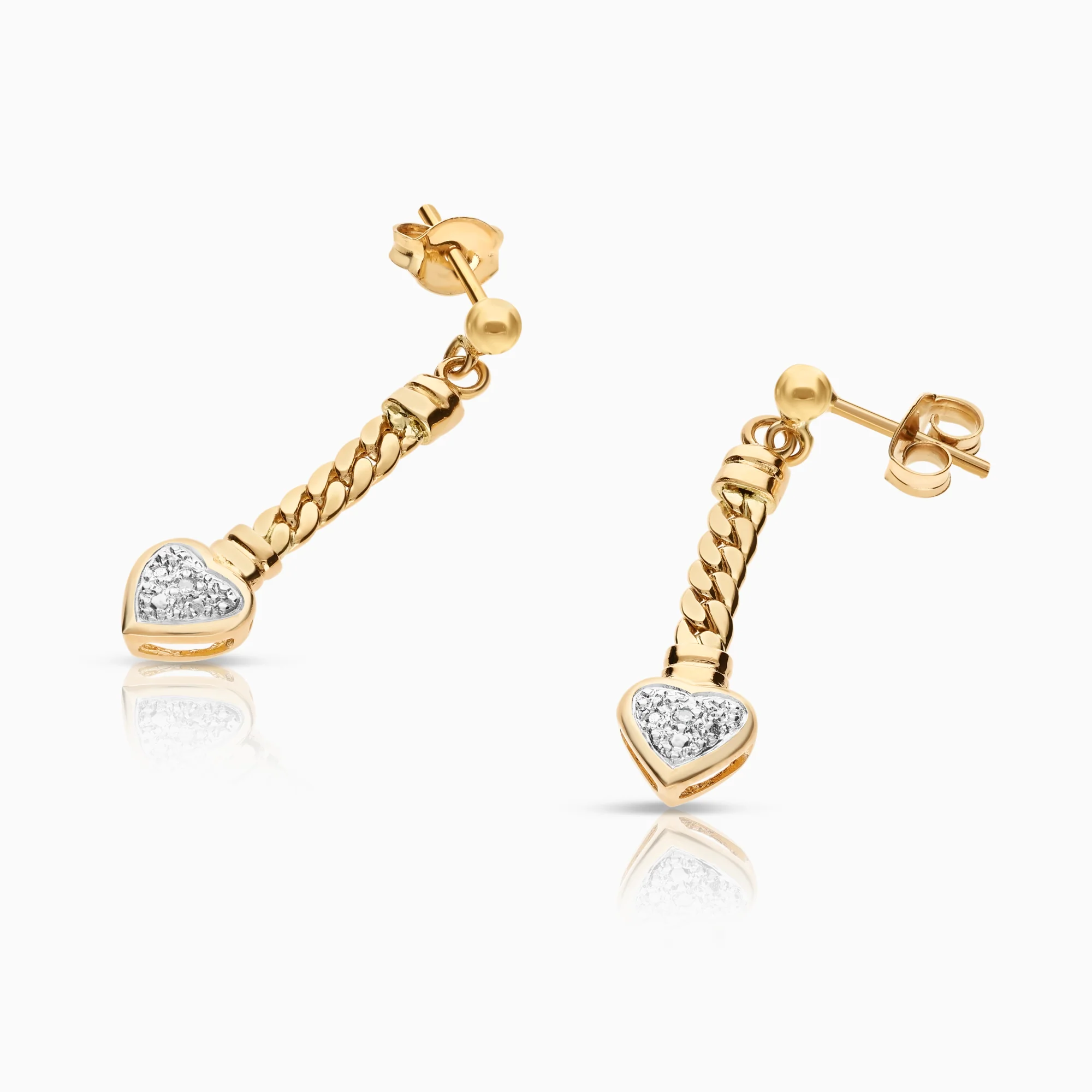 Gold earrings with hearts 0.01ct 2.84g 18K gold - Image 2