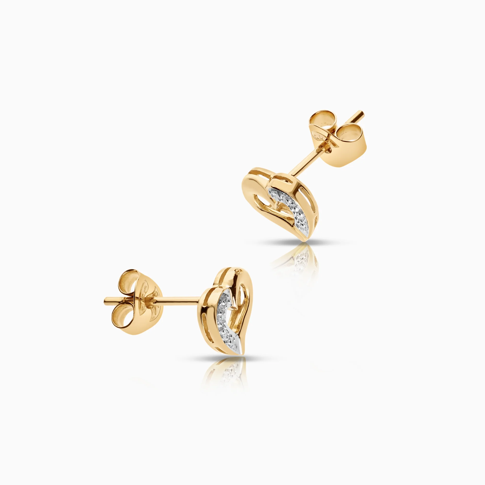 Gold earrings with hearts 0.02ct 1.66g 18K gold - Image 2