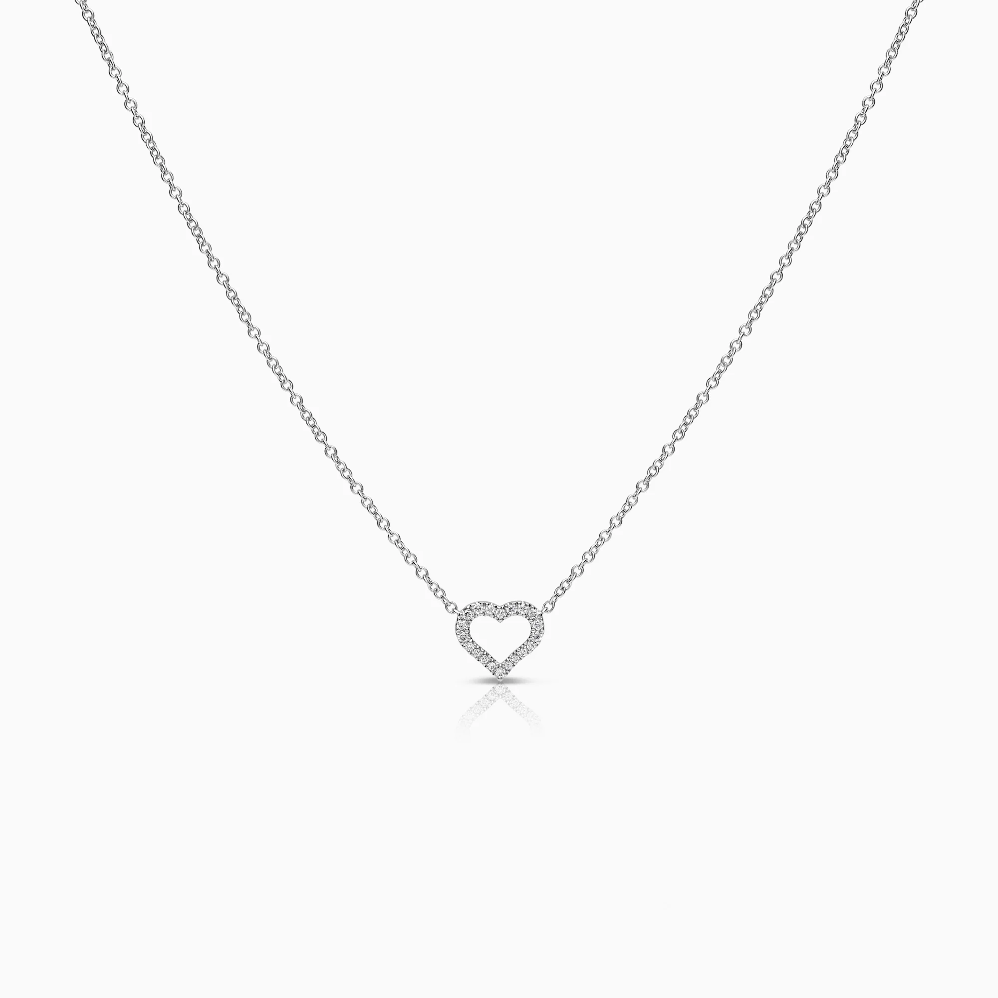 Necklace with heart pendant 0.10ct 18K white gold