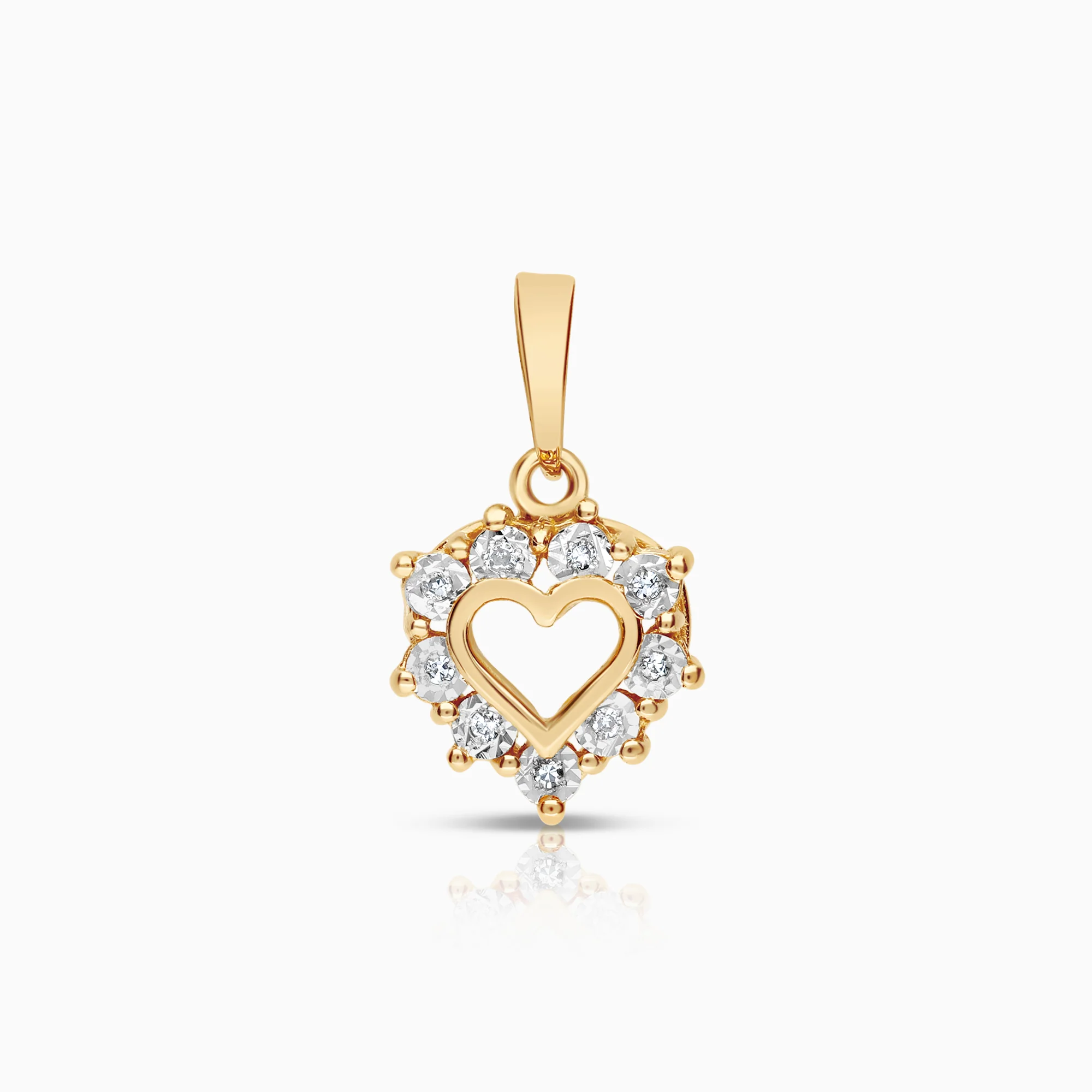 Diamond heart pendant 0.04ct 18K gold