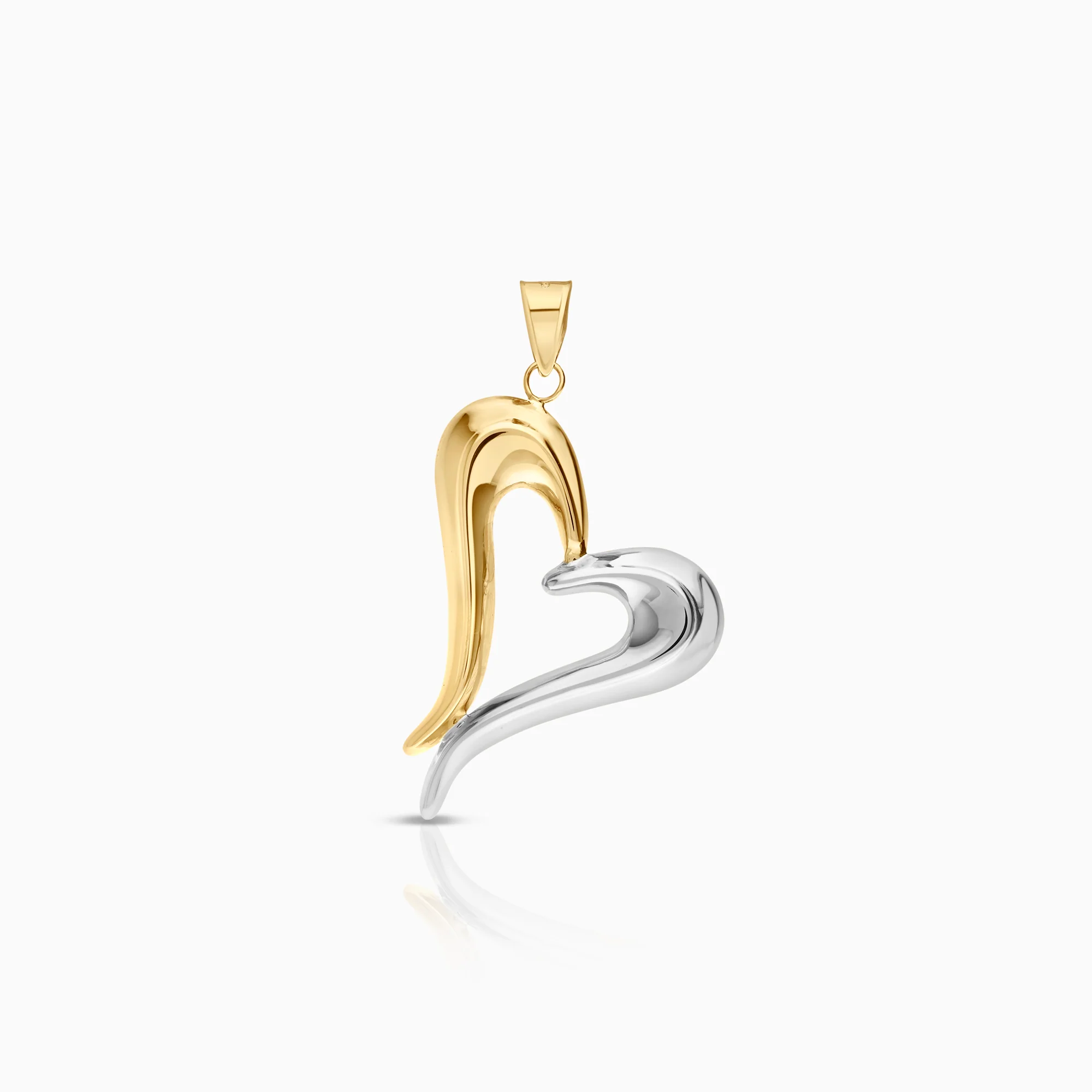 Heart pendant, 1.40g, 18K white and red gold.