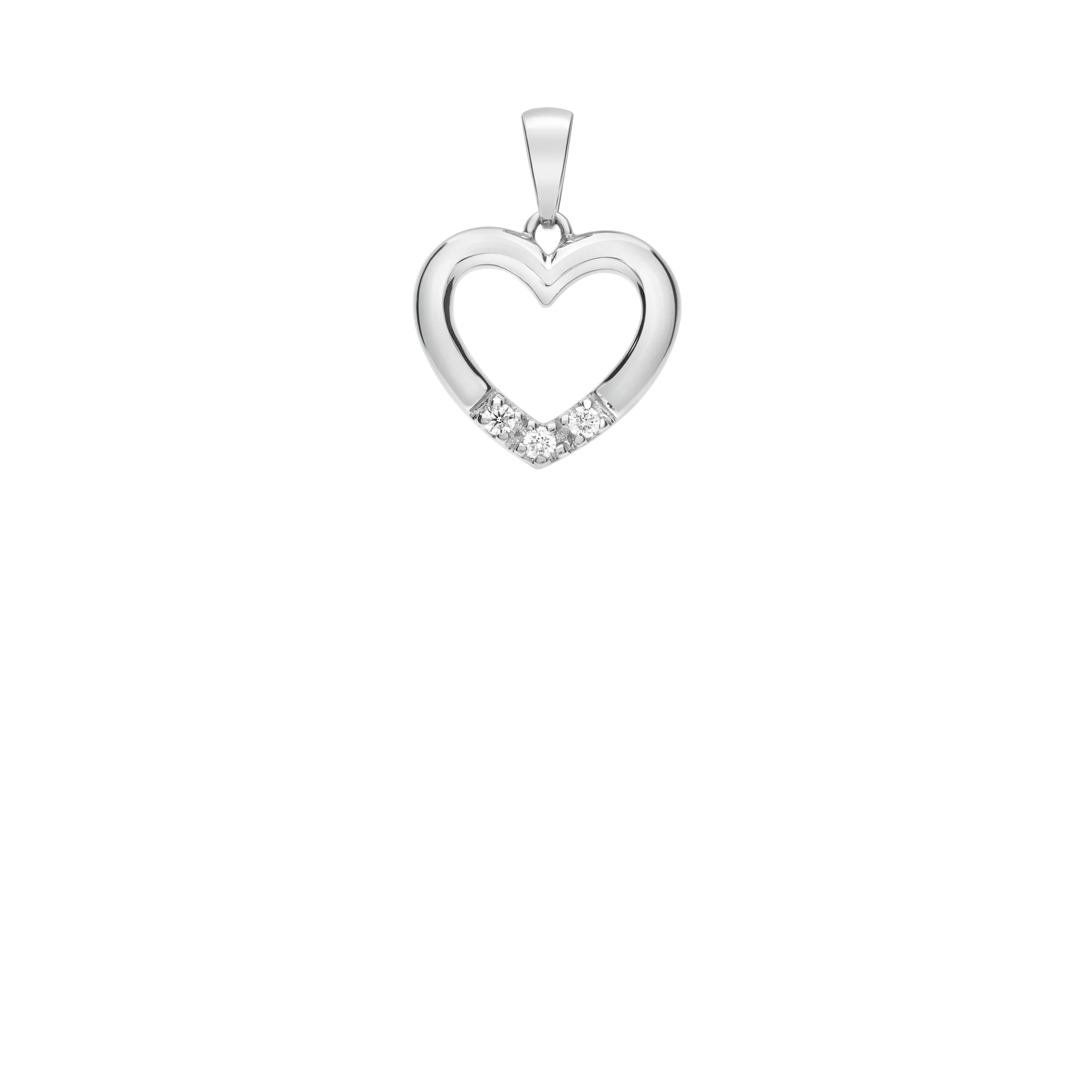 Heart pendant diamonds 0.08ct 18K white gold - Image 2