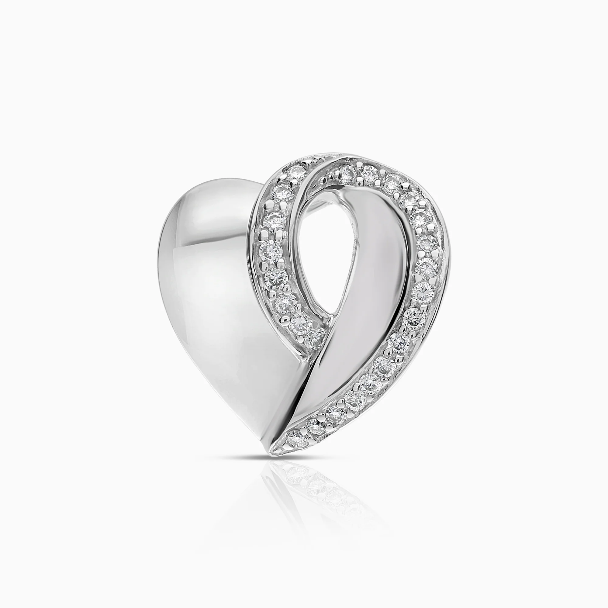 Heart pendant with diamonds 0.10ct 18K white gold