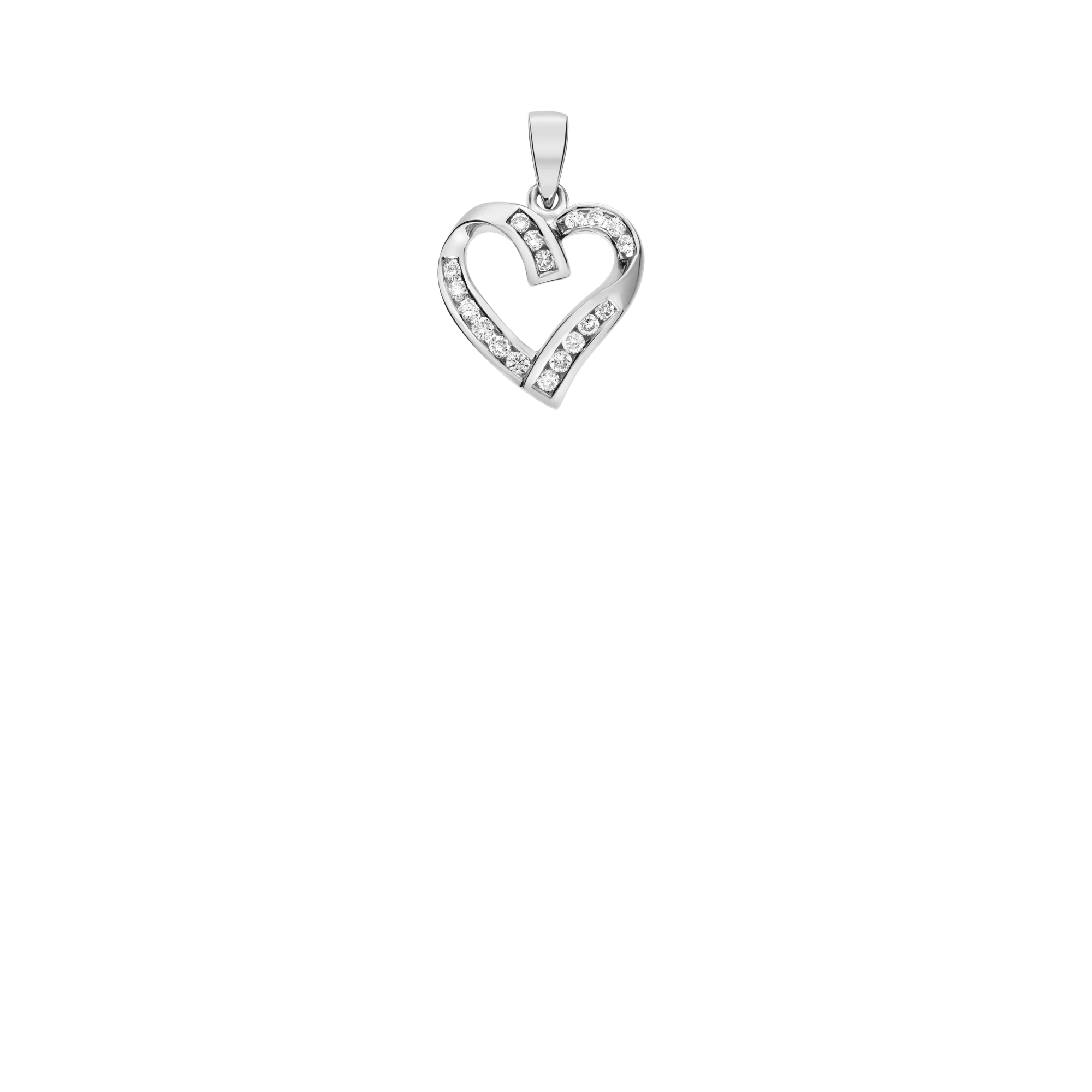 Heart pendant diamonds 0.28ct 18K white gold - Image 2