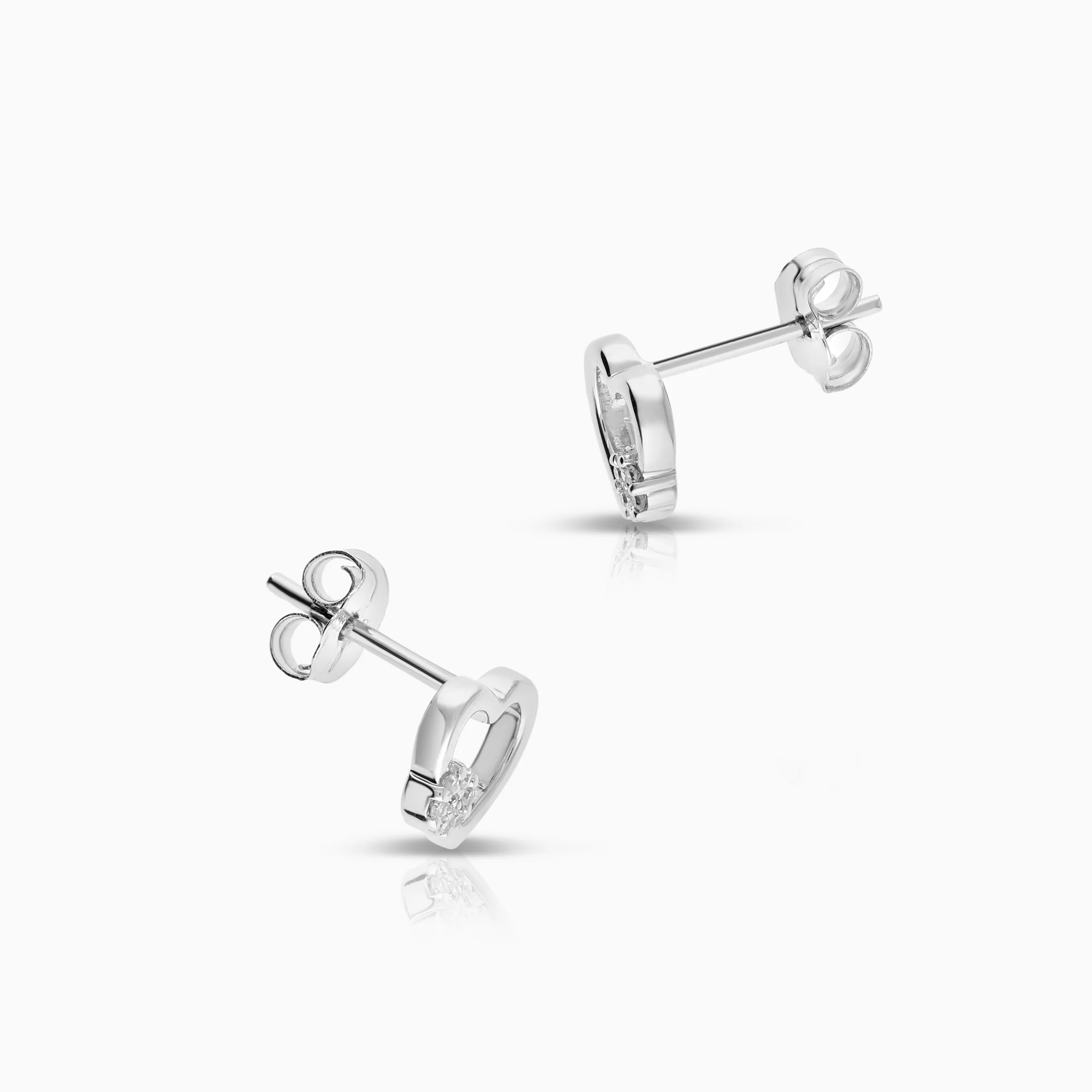 Heart earrings with diamonds 0.05ct 18K white gold - Image 2