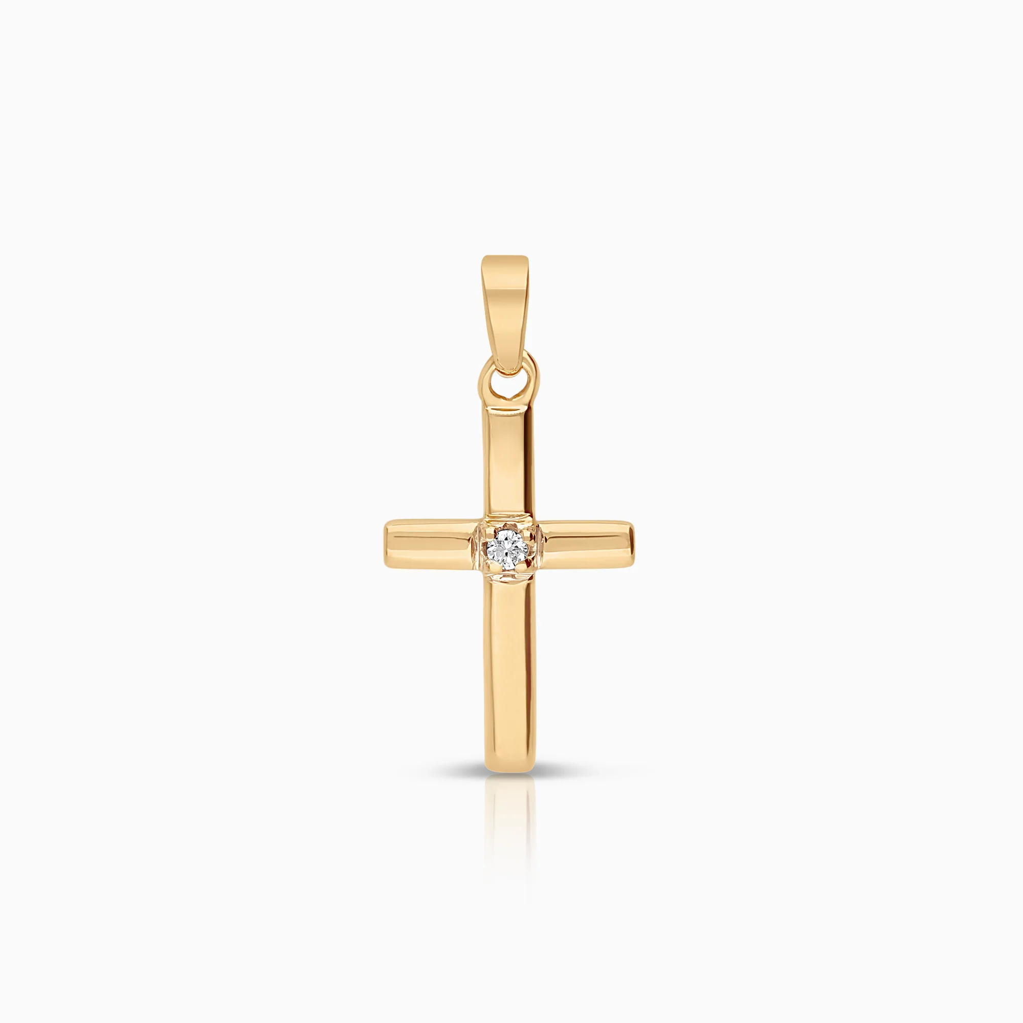 Cross pendant 0.02ct 18K gold