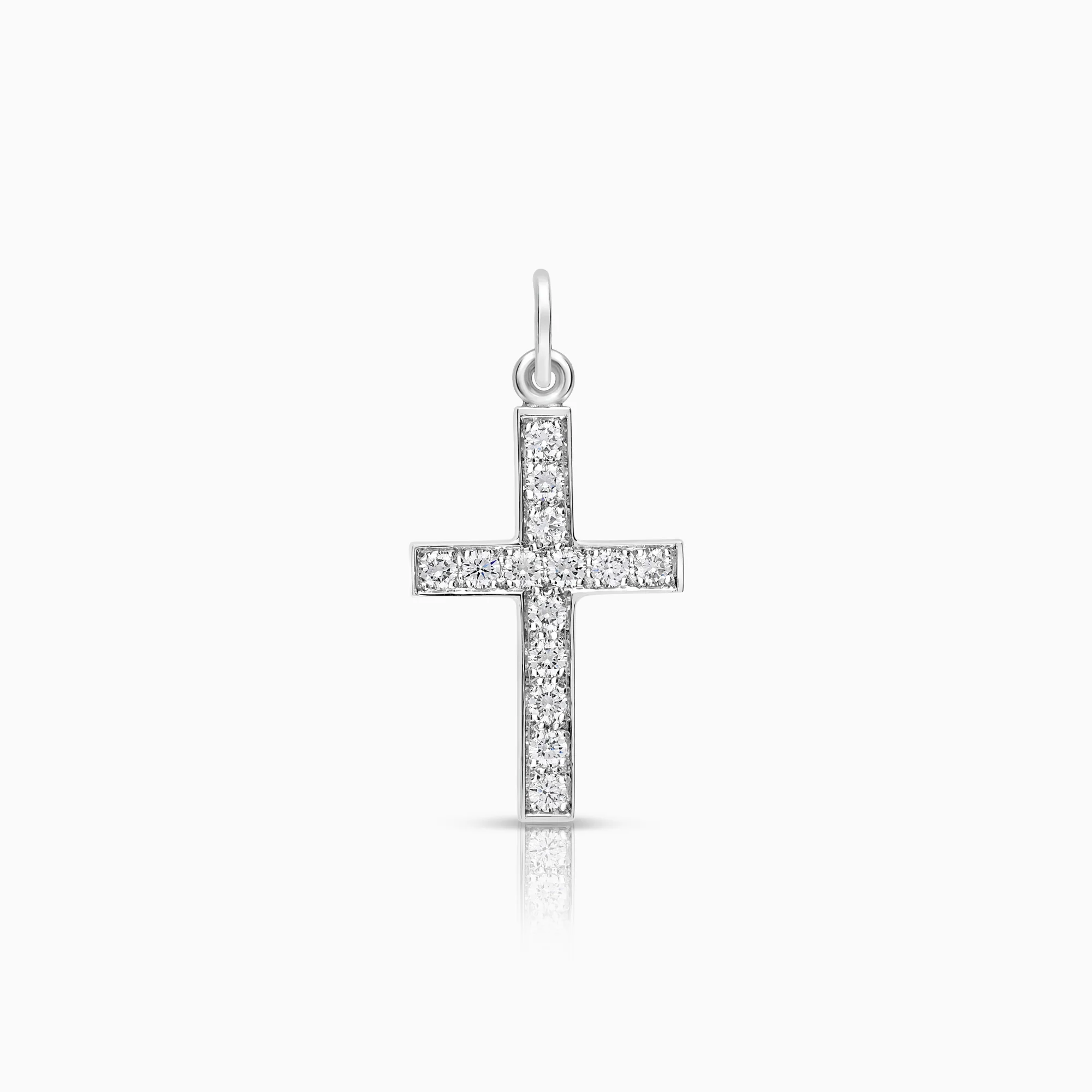 Pendant with cross 0.43ct 18K white gold