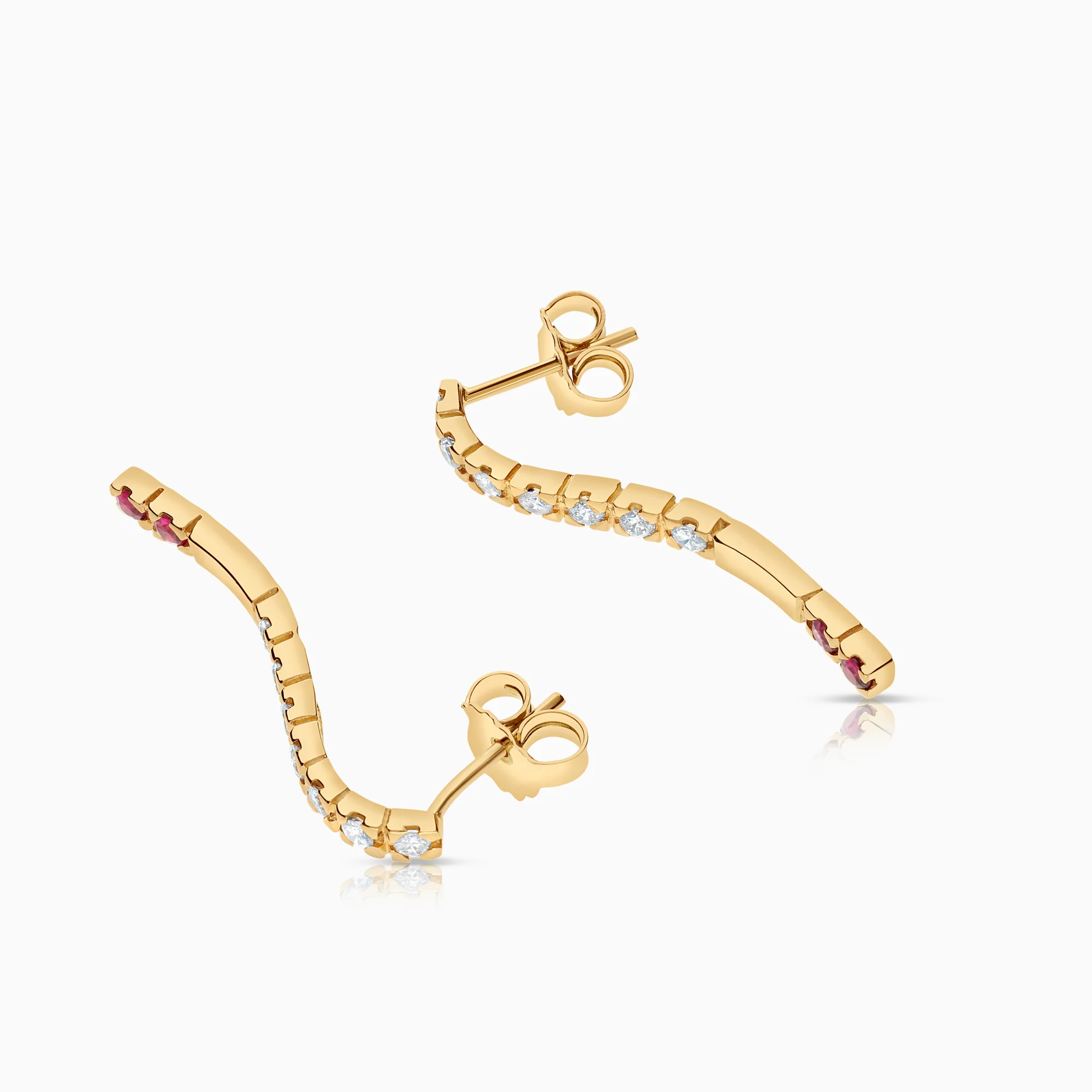 Earrings with diamonds 0.49ct ruby 18K gold - Image 2