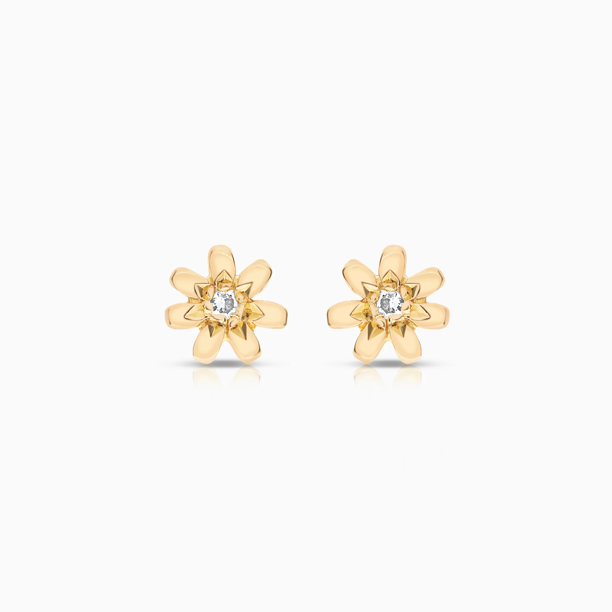 Earrings flower with cubic zirconia 0.70g 18K gold
