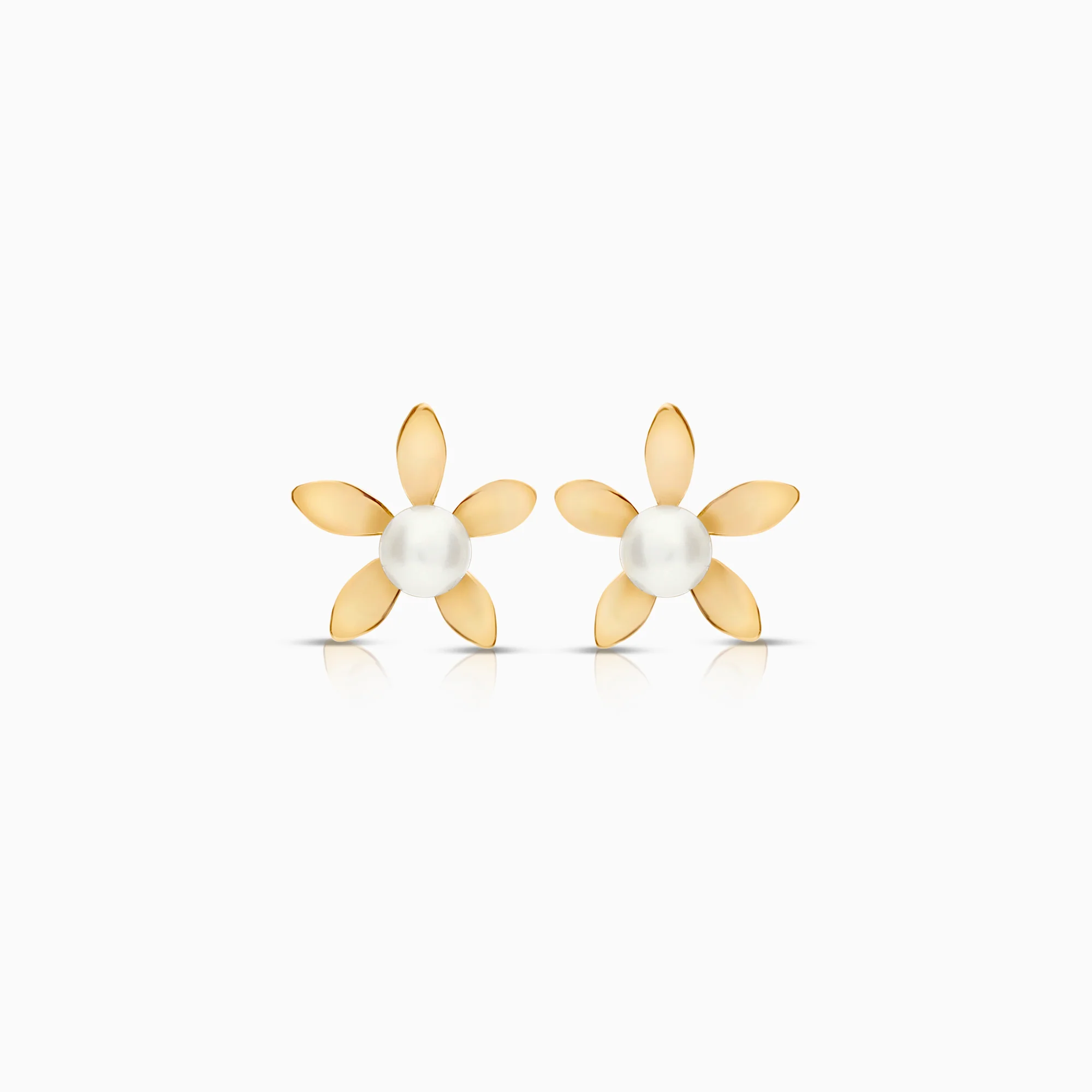 Flower earrings with pearls 1.29g 18K gold