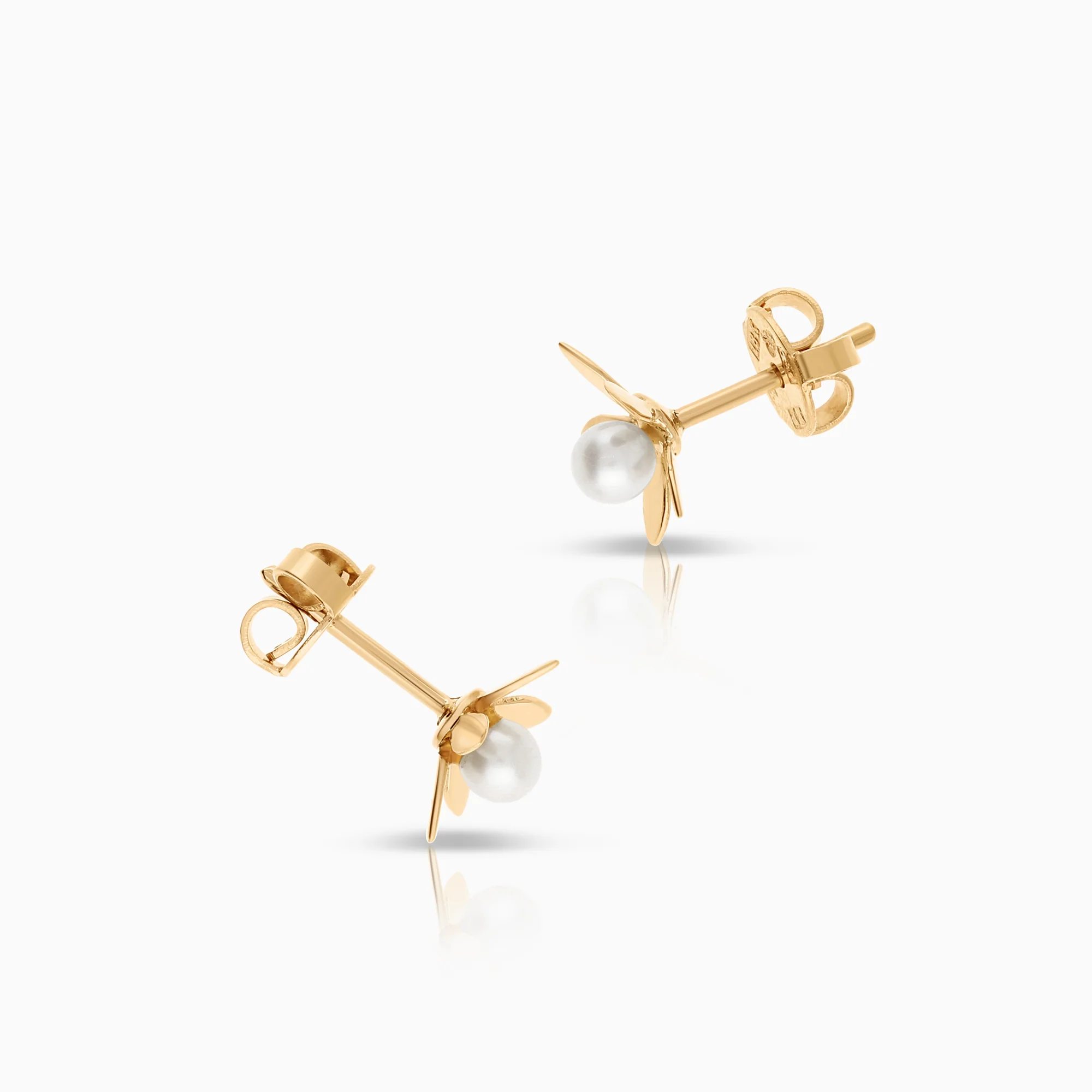 Flower earrings with pearls 1.29g 18K gold - Image 2