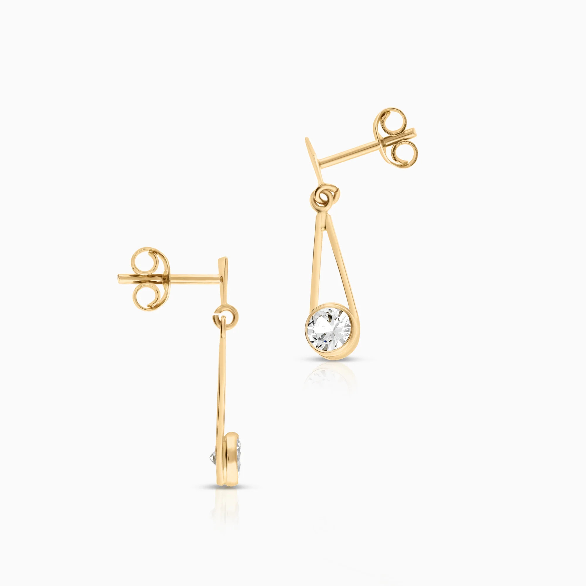 Earrings cubic zirconia 1.23g 18K gold - Image 2