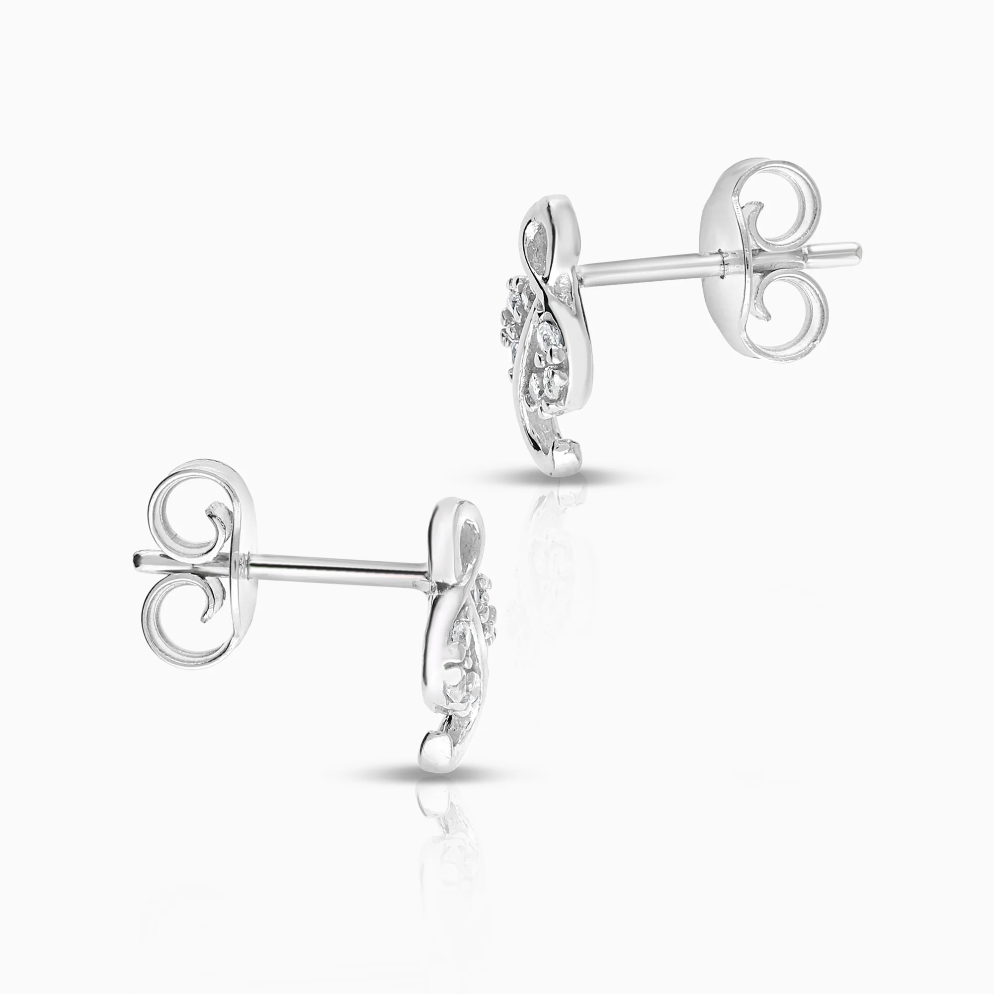 Earrings cubic zirconia 1.38g 18K white gold - Image 2