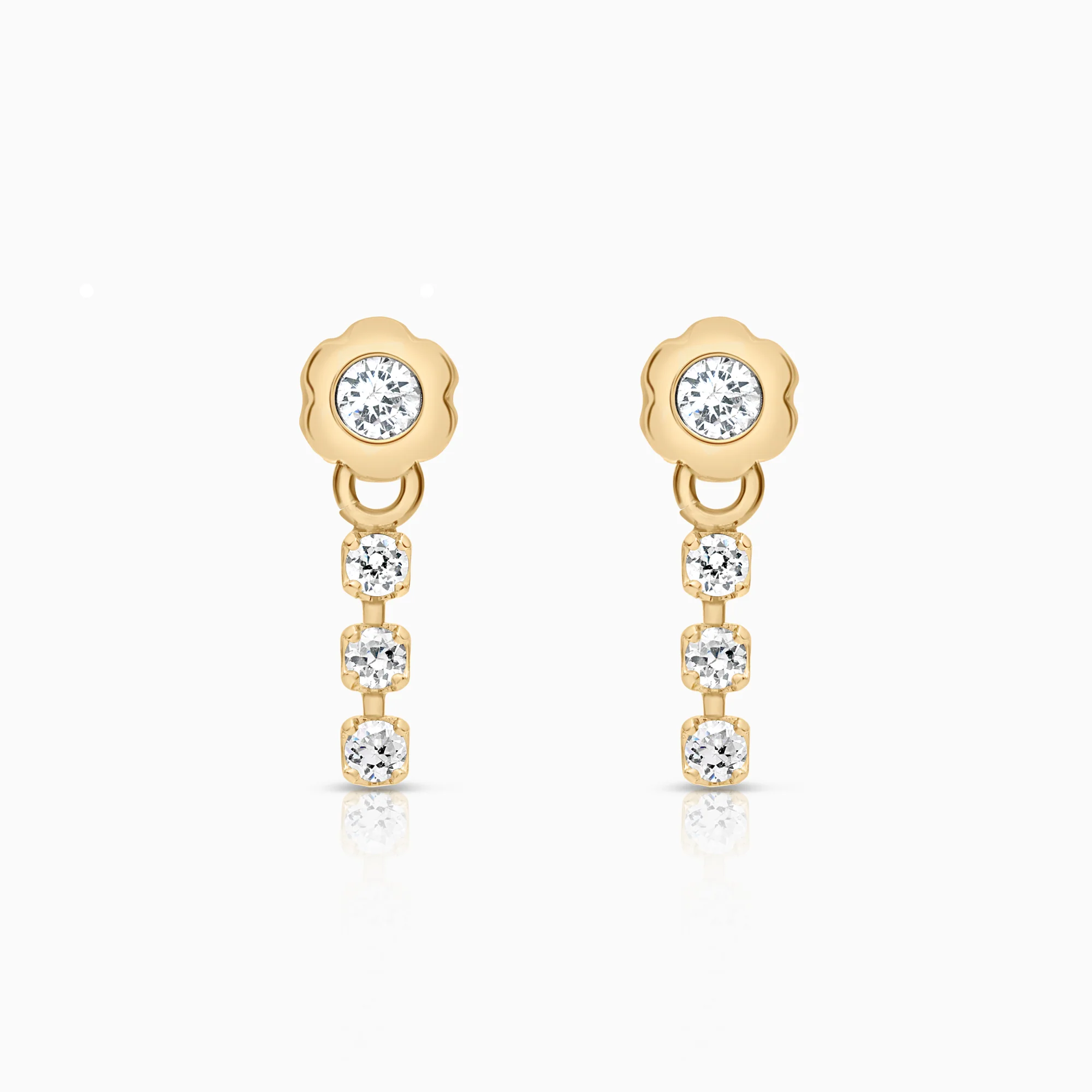 Earrings cubic zirconia, 1.40g 18K gold
