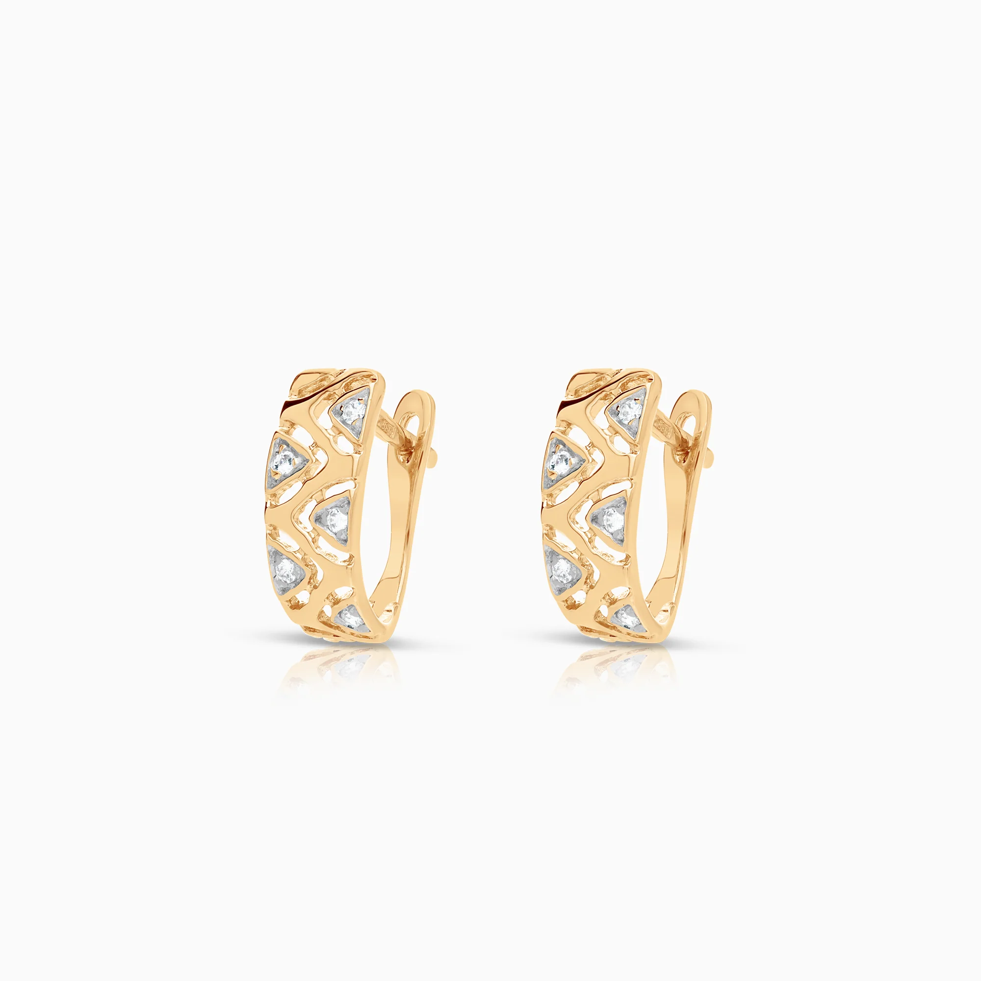 Earrings cubic zirconia 2.45g 14K gold