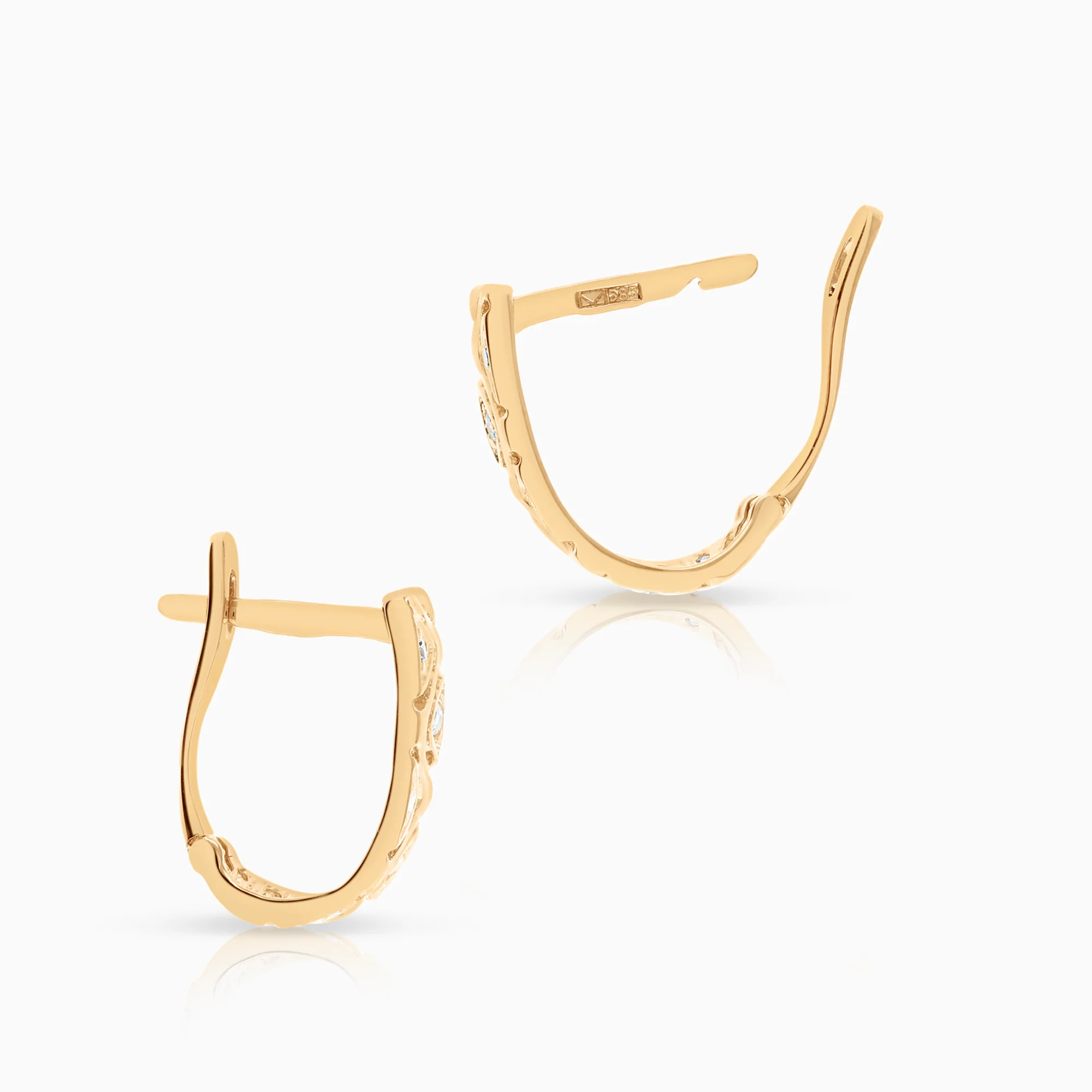 Earrings cubic zirconia 2.45g 14K gold - Image 2